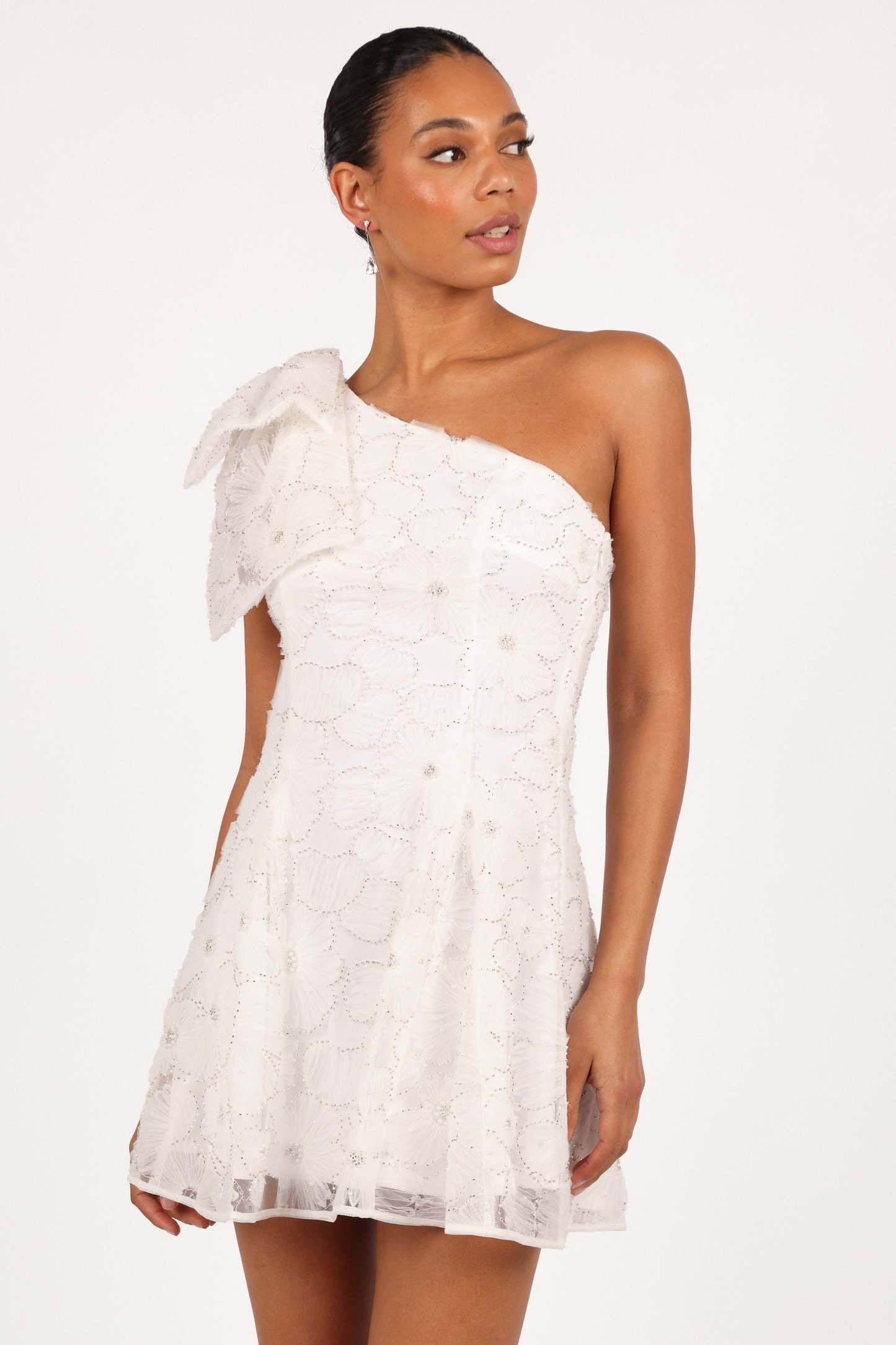 Ashly Off Shoulder Mini Dress - White-Sunny Prom