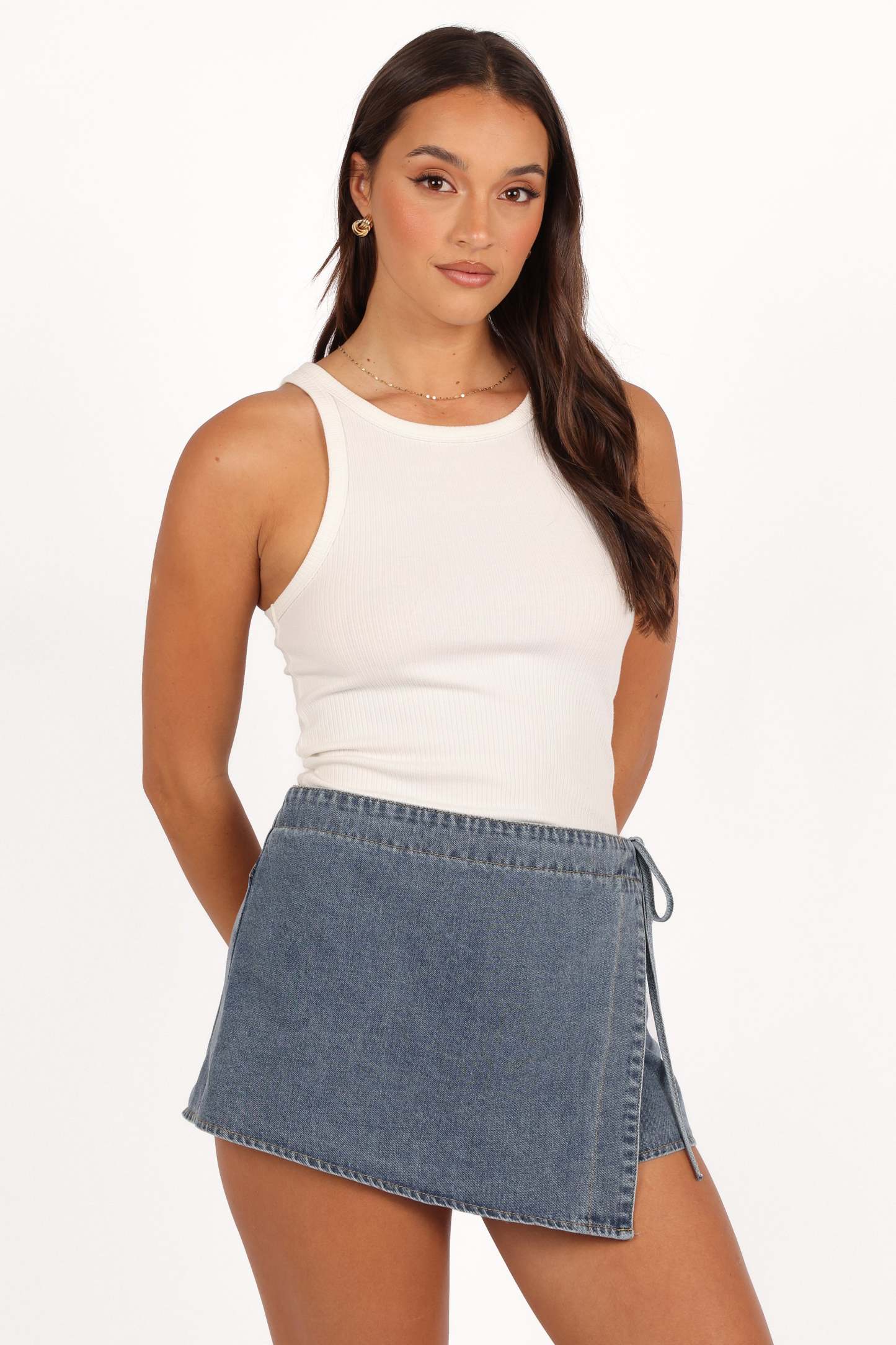 Ashton Denim Skort - Medium Wash-Sunny Prom
