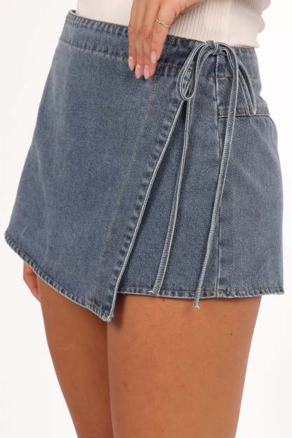 Ashton Denim Skort - Medium Wash-Sunny Prom