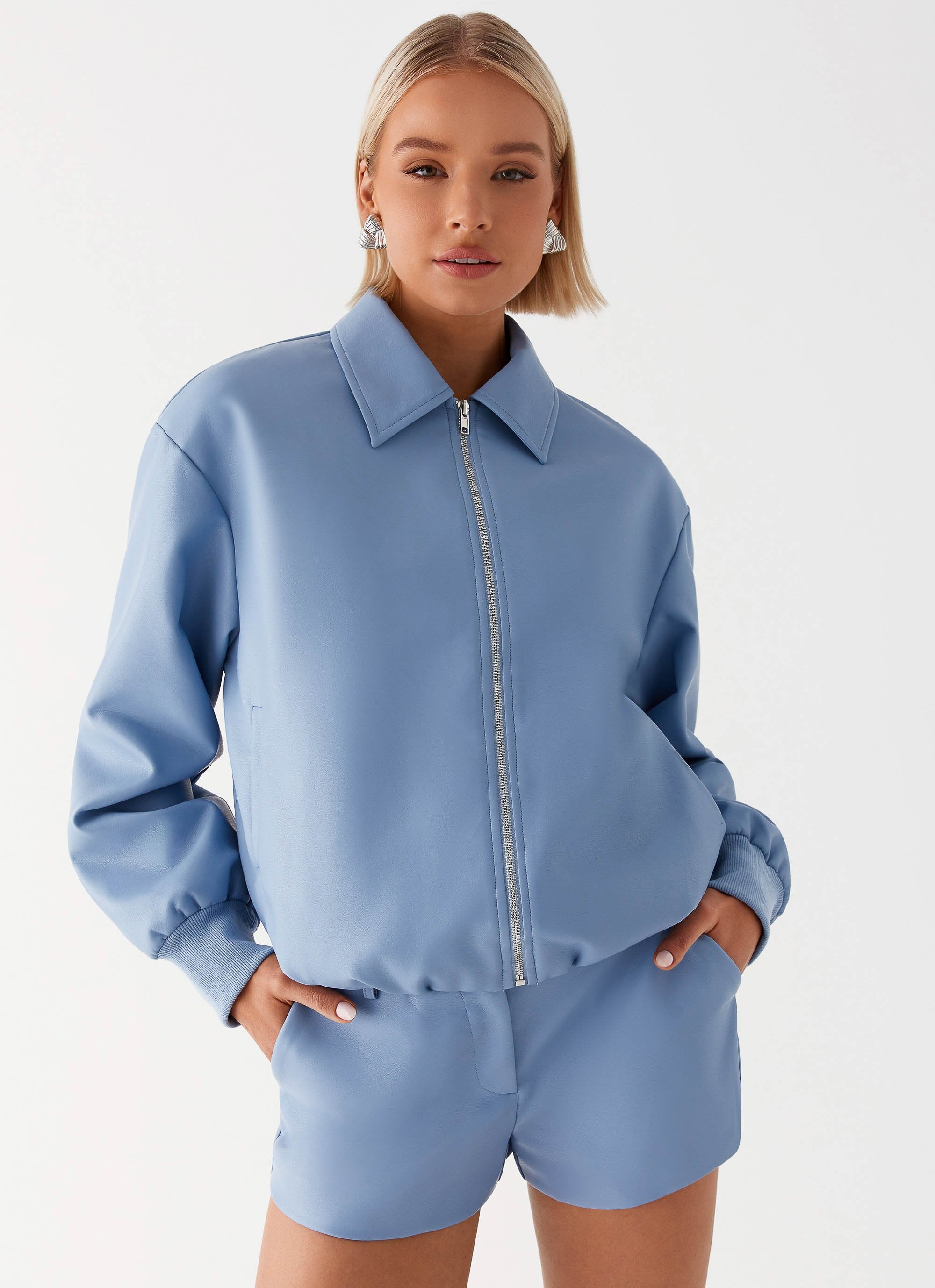 Aspen Oversized Bomber Jacket - Blue-Sunny Prom. All rights reserved.