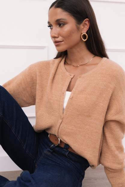 Astor Classic Button Up Cardigan - Caramel-Sunny Prom