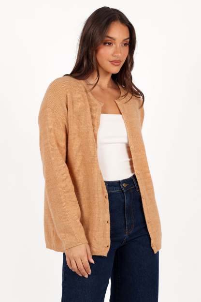 Astor Classic Button Up Cardigan - Caramel-Sunny Prom