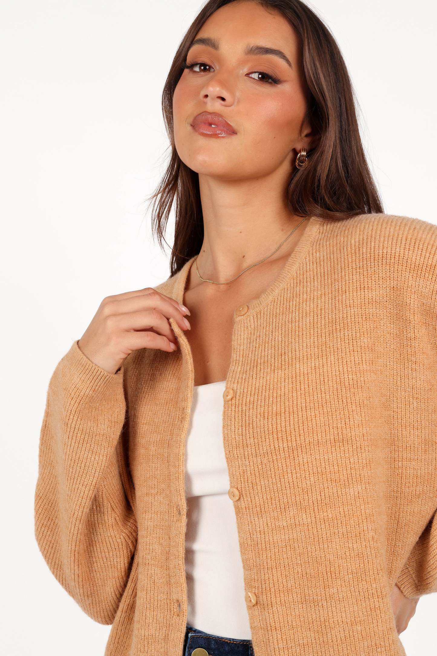 Astor Classic Button Up Cardigan - Caramel-Sunny Prom