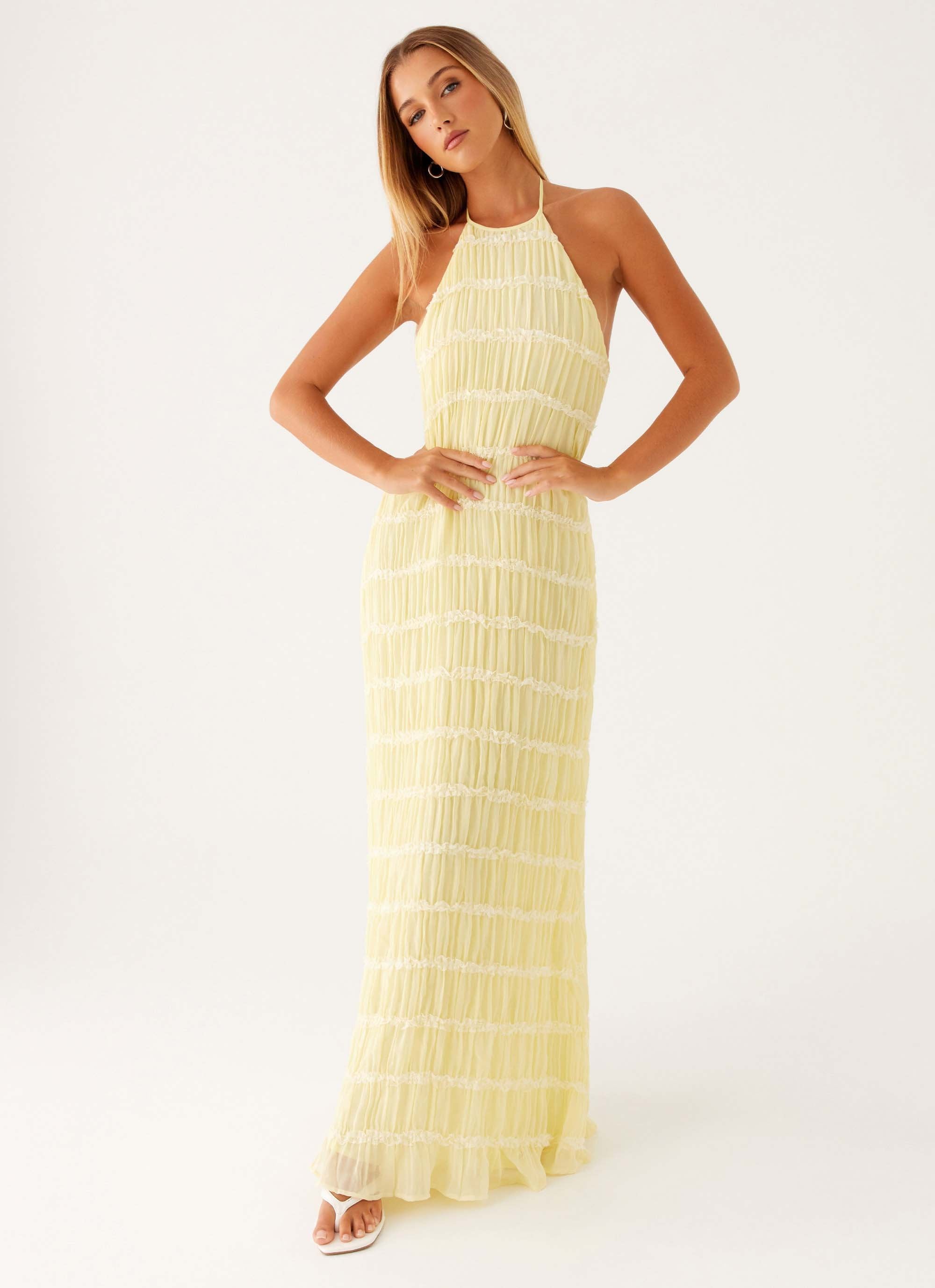 Aullie Maxi Dress - Yellow-Sunny Prom. All rights reserved.