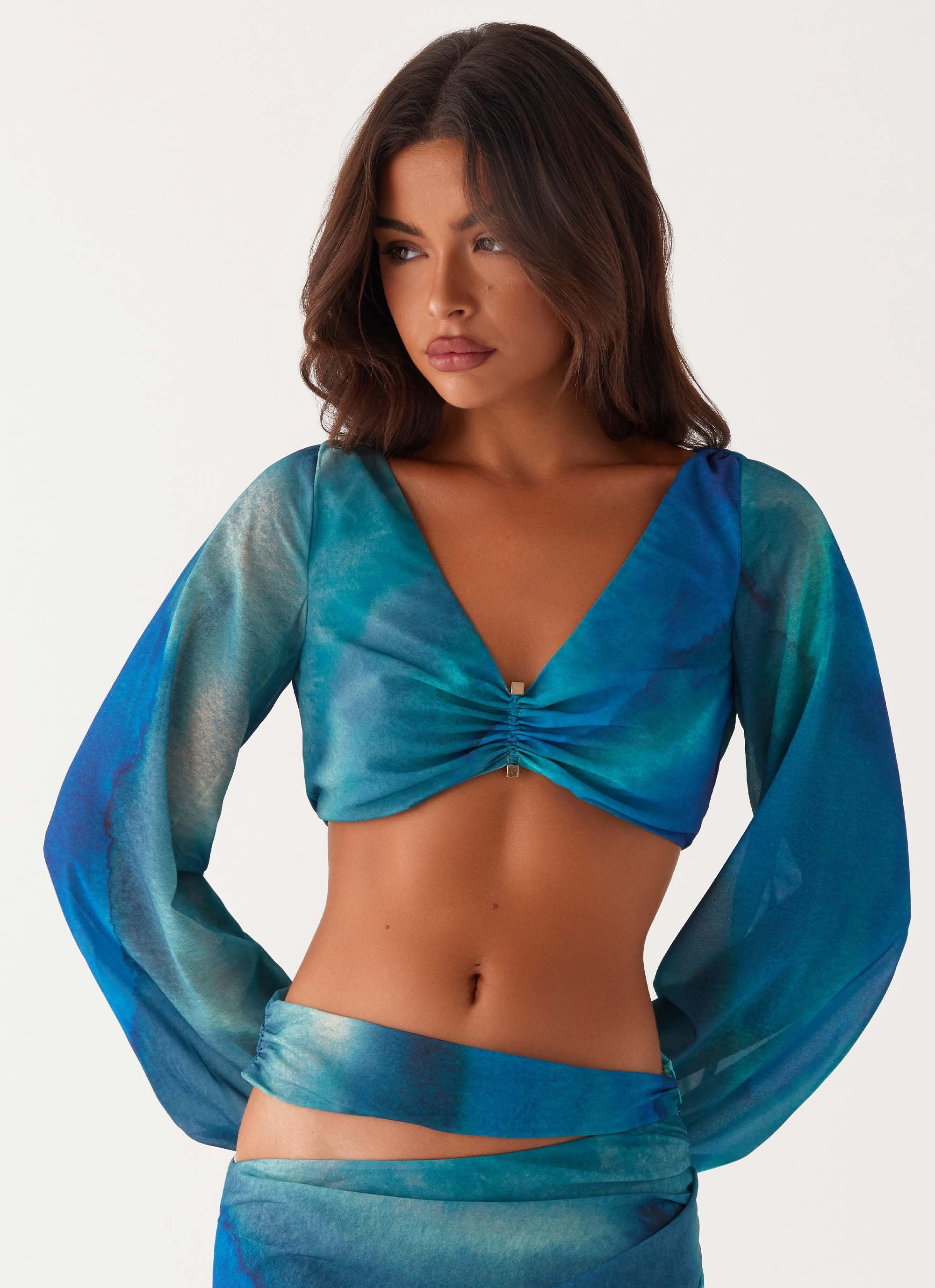 Austin Long Sleeve Top - Blue Tie Dye-Sunny Prom. All rights reserved.