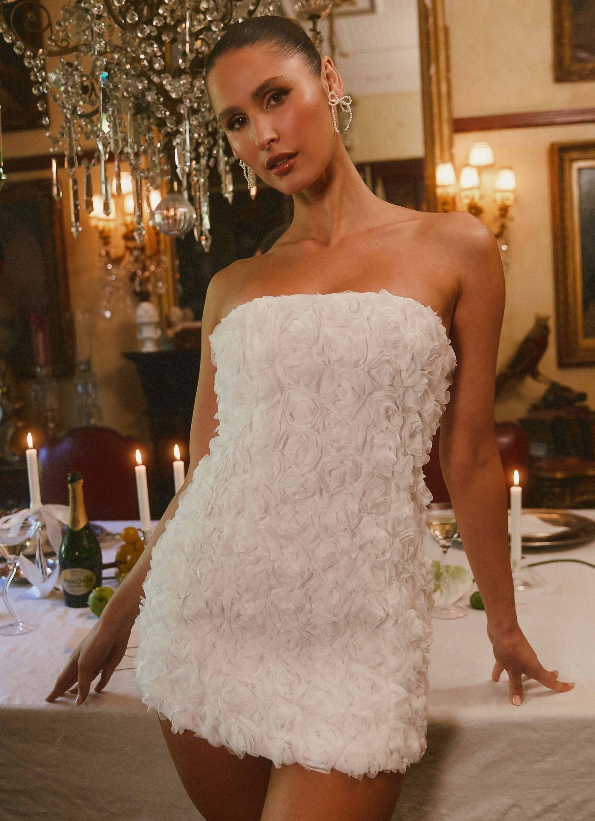 Ayanna Strapless Mini Dress - White-Sunny Prom. All rights reserved.