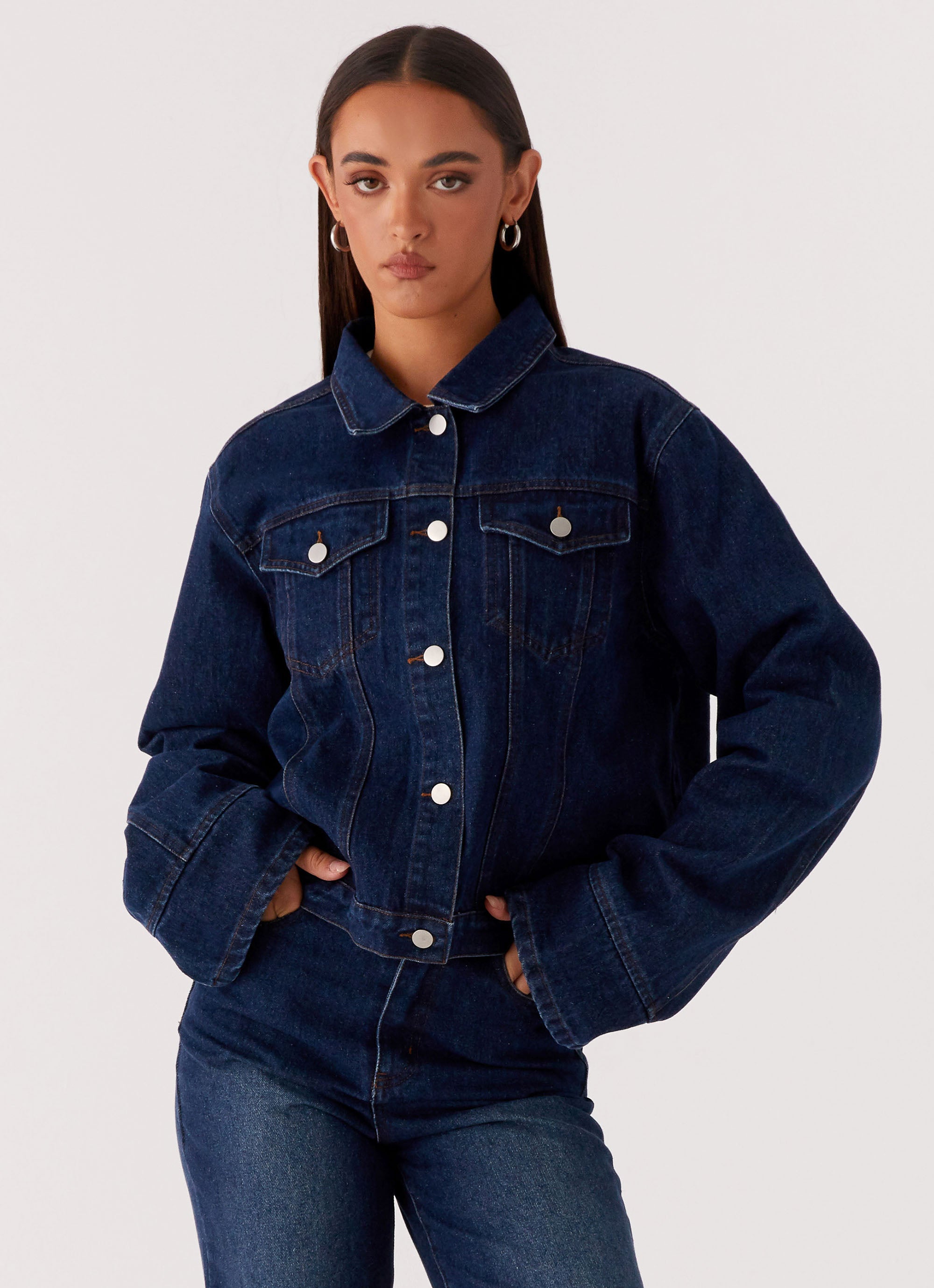 Back Again Oversized Denim Jacket - Vintage Blue-Sunny Prom. All rights reserved.