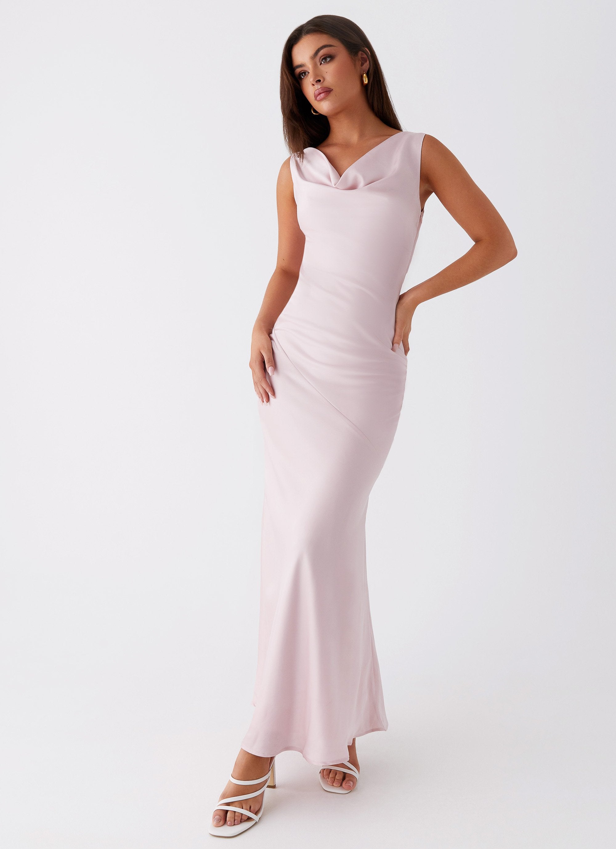 Be Mine Satin Maxi Dress - Mauve Pink-Sunny Prom. All rights reserved.