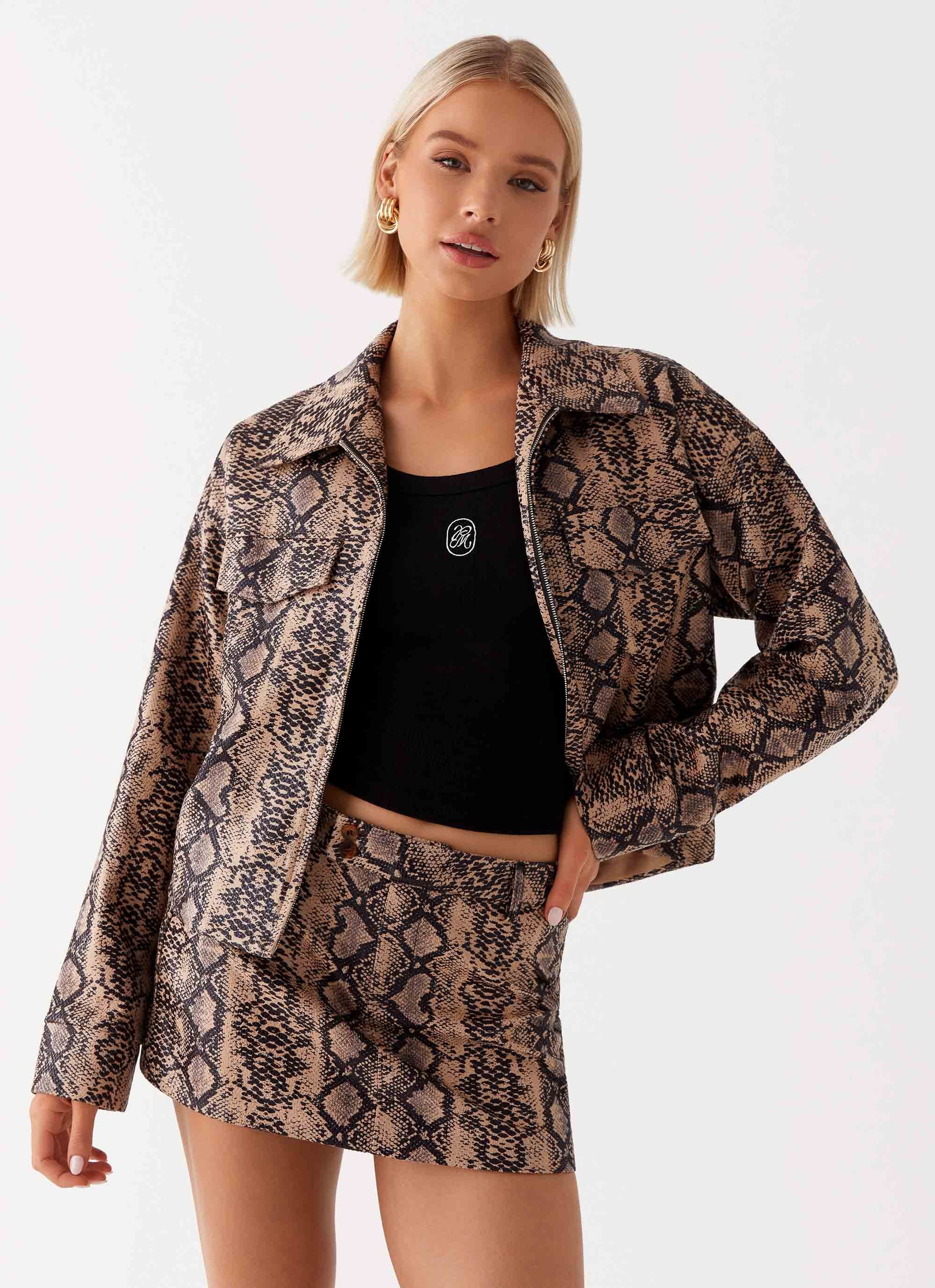 Bethany Mini Skirt - Snake-Sunny Prom. All rights reserved.