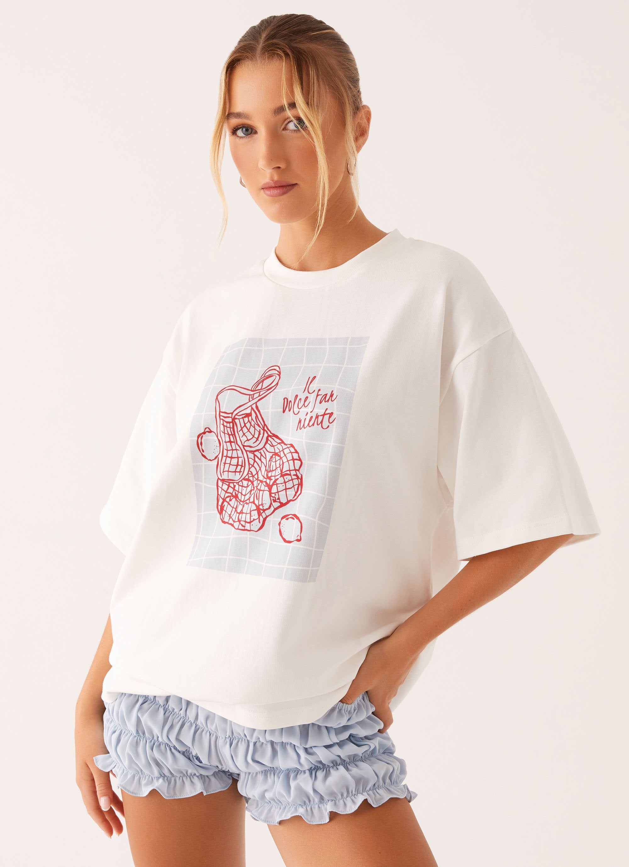 Born To Have Fun Oversized Graphic Tee - White-Sunny Prom. All rights reserved.
