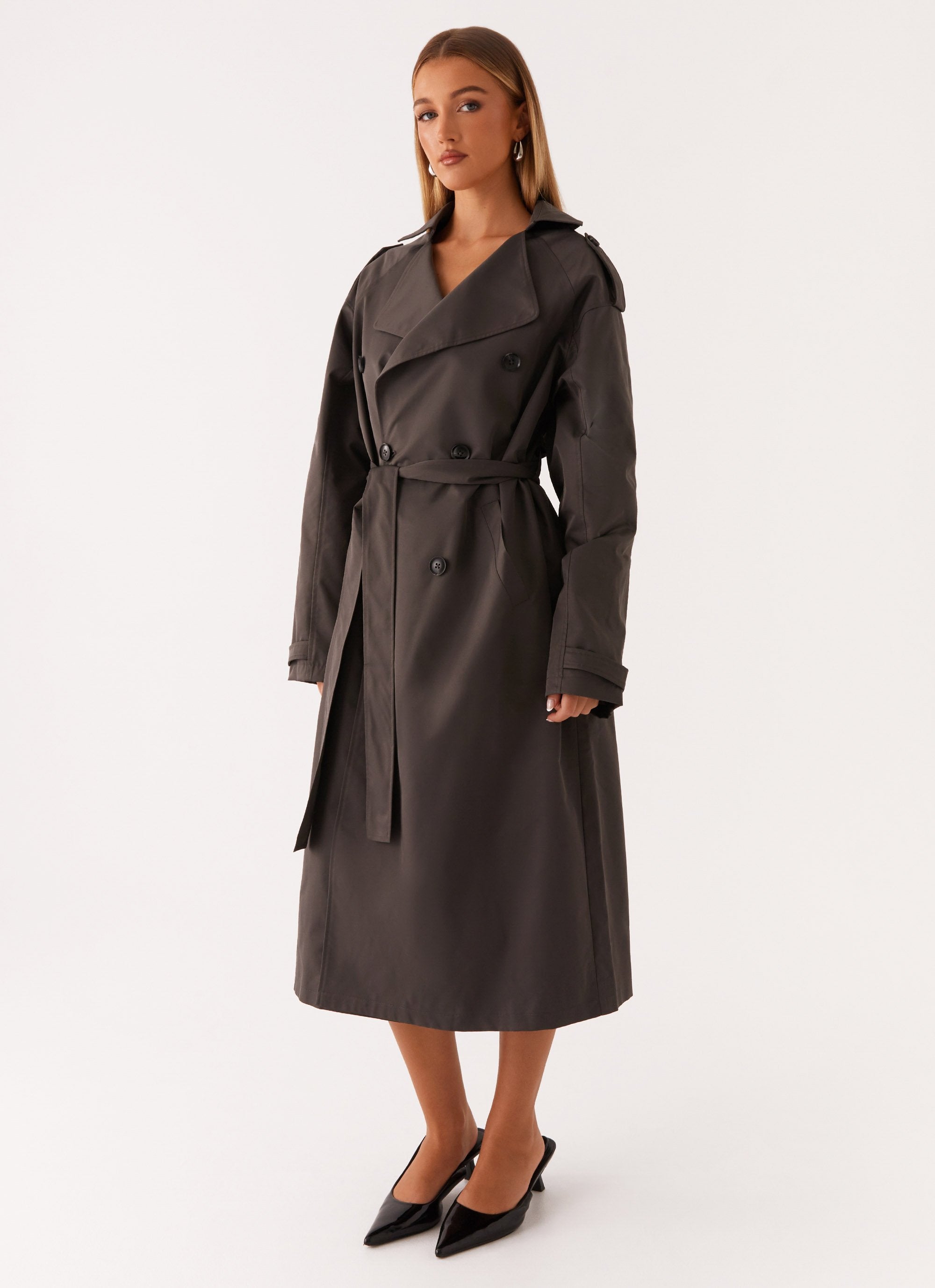 Brighton Oversized Trench Coat - Grey-Sunny Prom. All rights reserved.