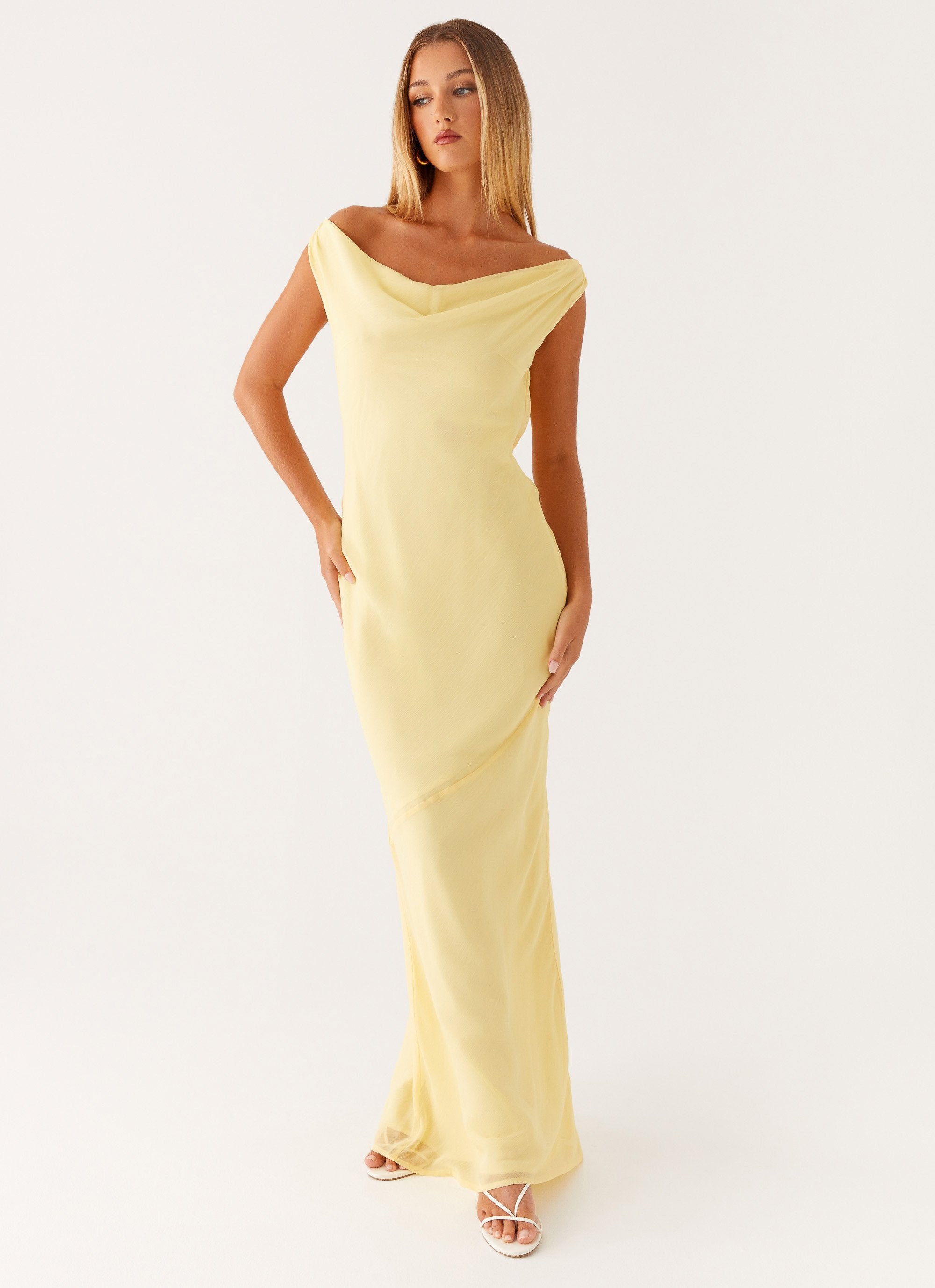 Brittany Chiffon Maxi Dress - Pastel Yellow-Sunny Prom. All rights reserved.