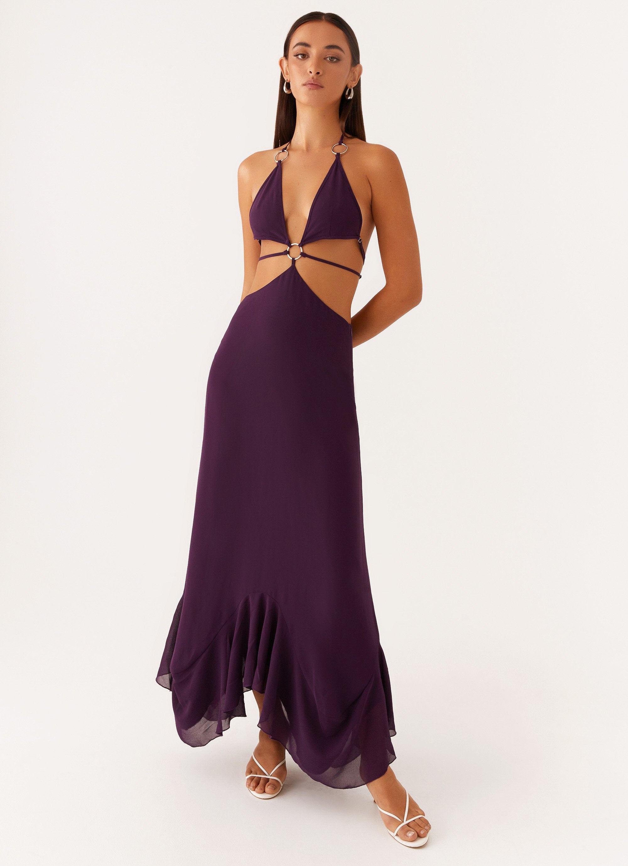 Bronx Halterneck Maxi Dress - Mulberry-Sunny Prom. All rights reserved.