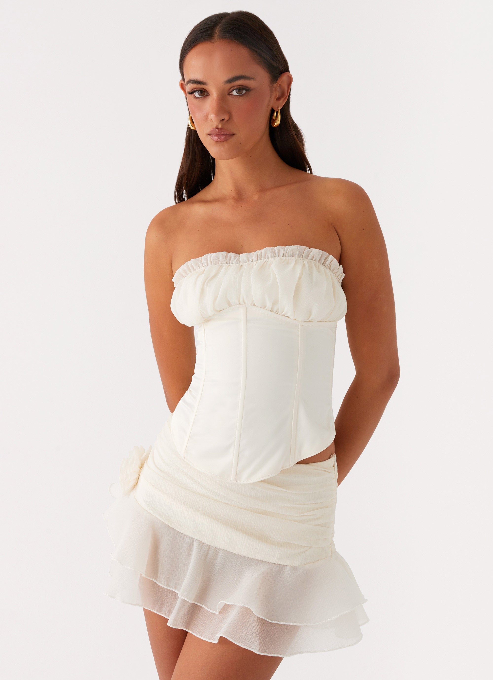 Call Me Never Strapless Corset Top - Ivory-Sunny Prom. All rights reserved.