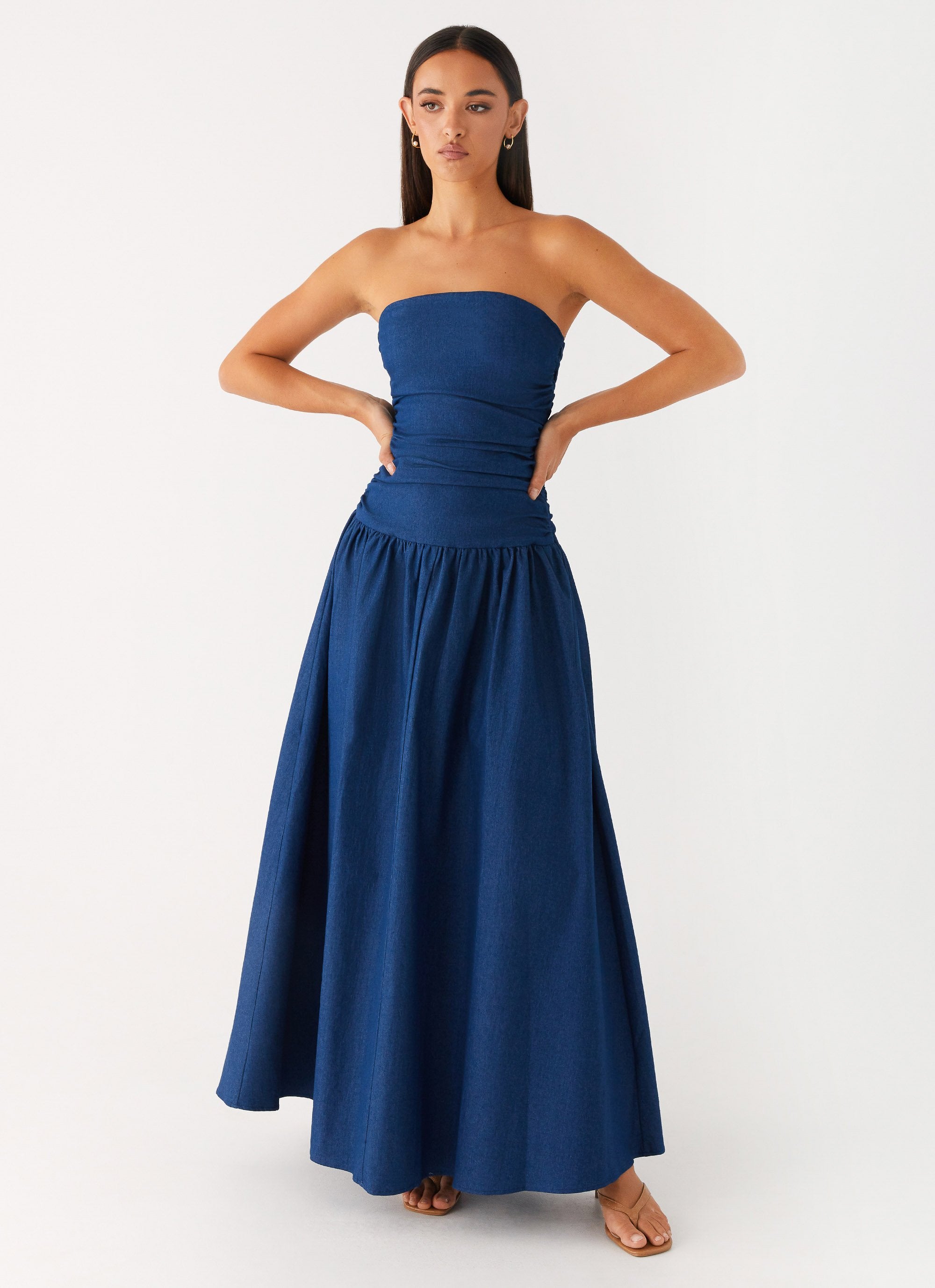 Carmel Denim Maxi Dress - Indigo-Sunny Prom. All rights reserved.