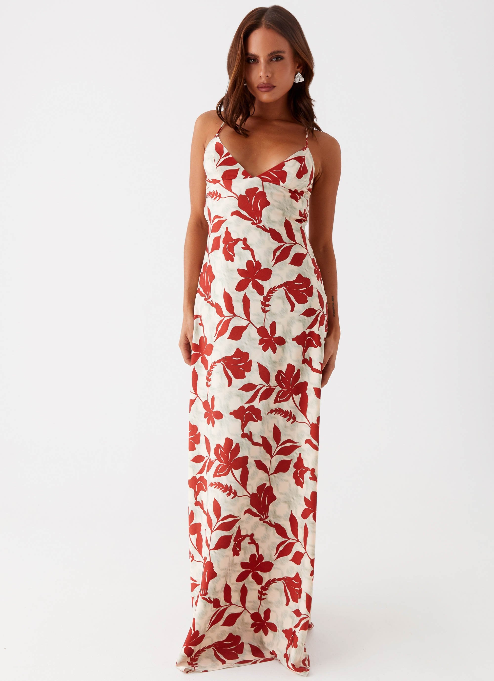 Cecily Maxi Dress - Red Green Floral-Sunny Prom. All rights reserved.