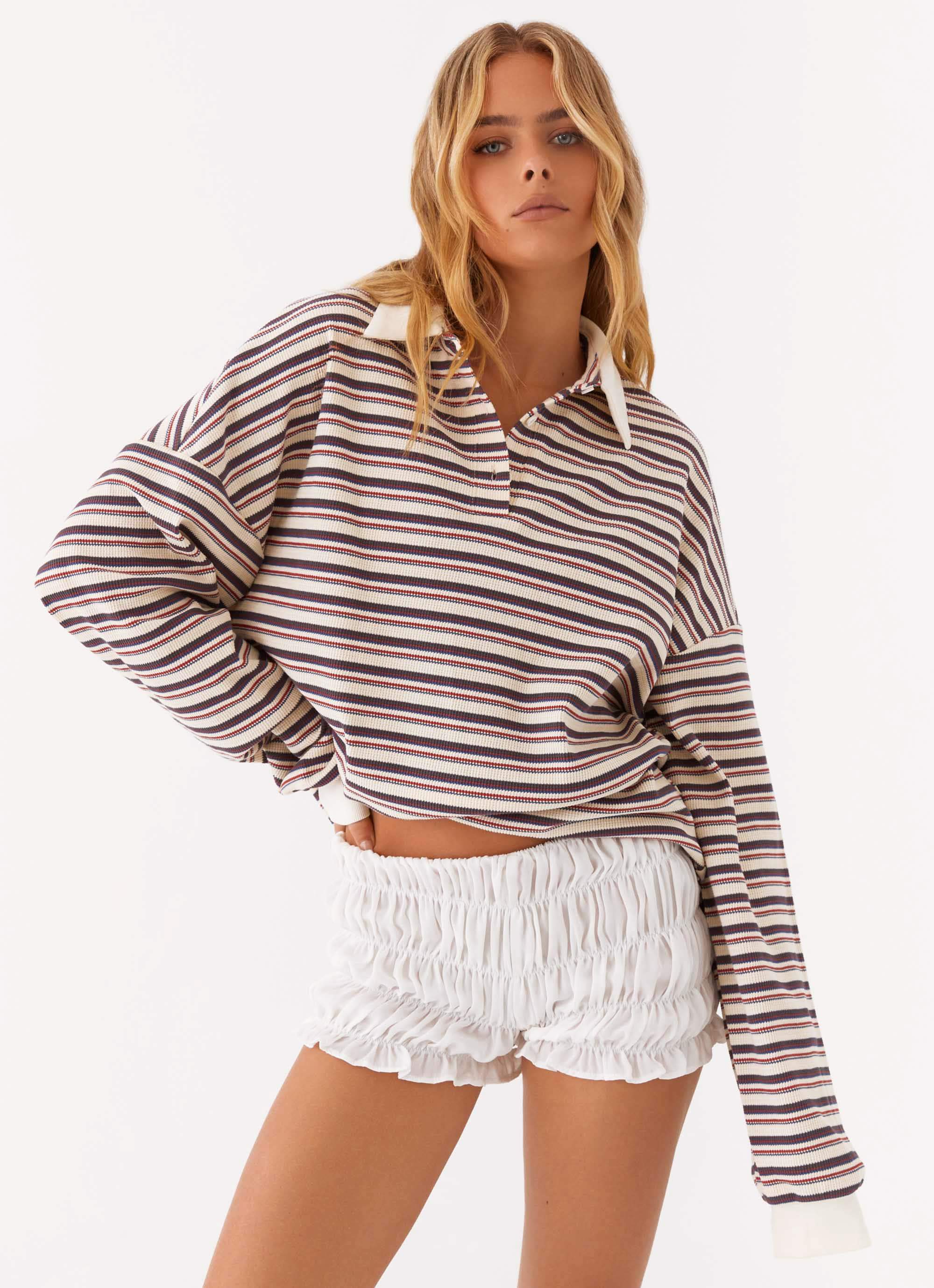 Champion Oversized Polo Top - Multi Stripe-Sunny Prom. All rights reserved.