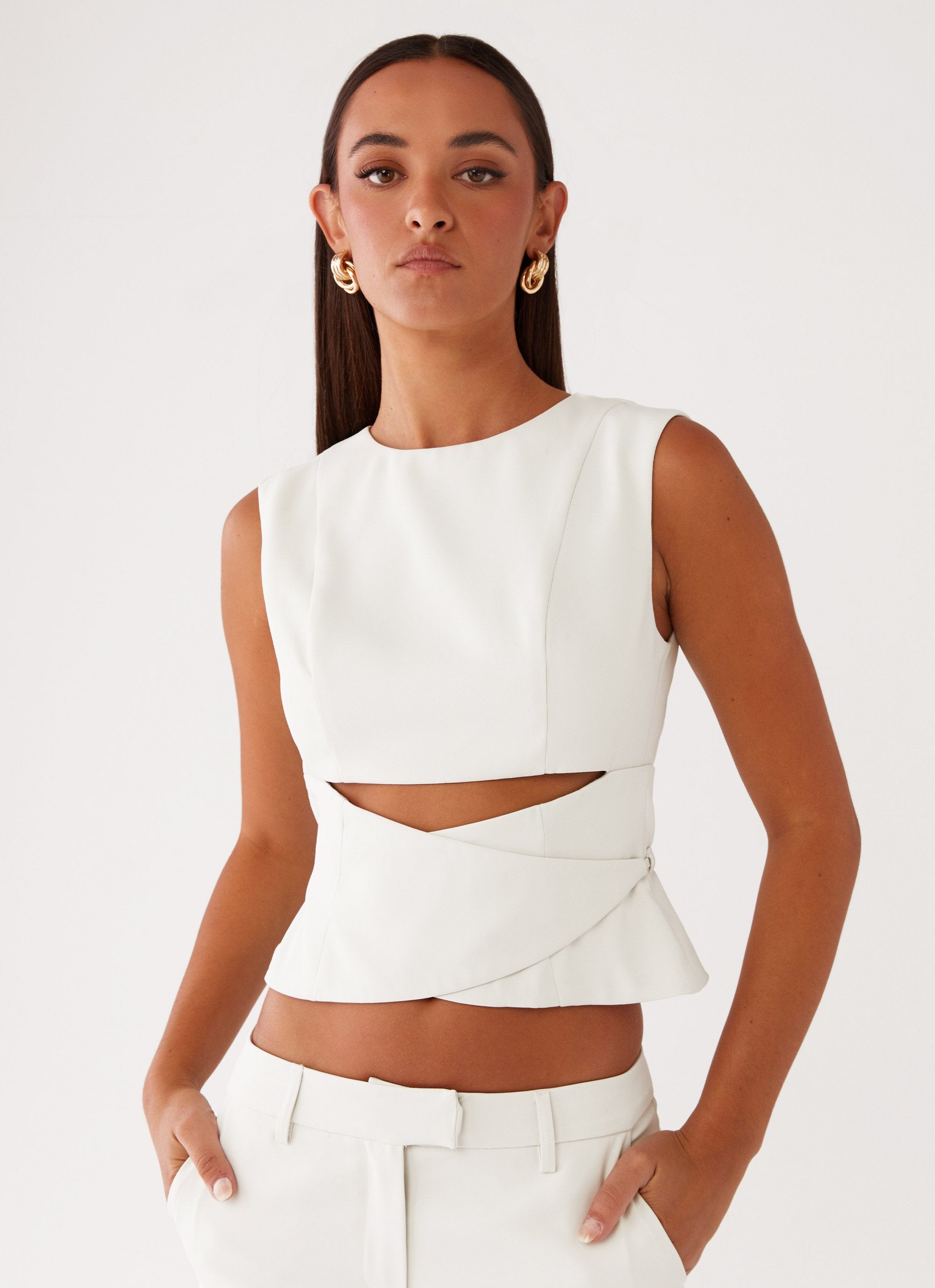 Cyra Wrap Top - Ivory-Sunny Prom. All rights reserved.