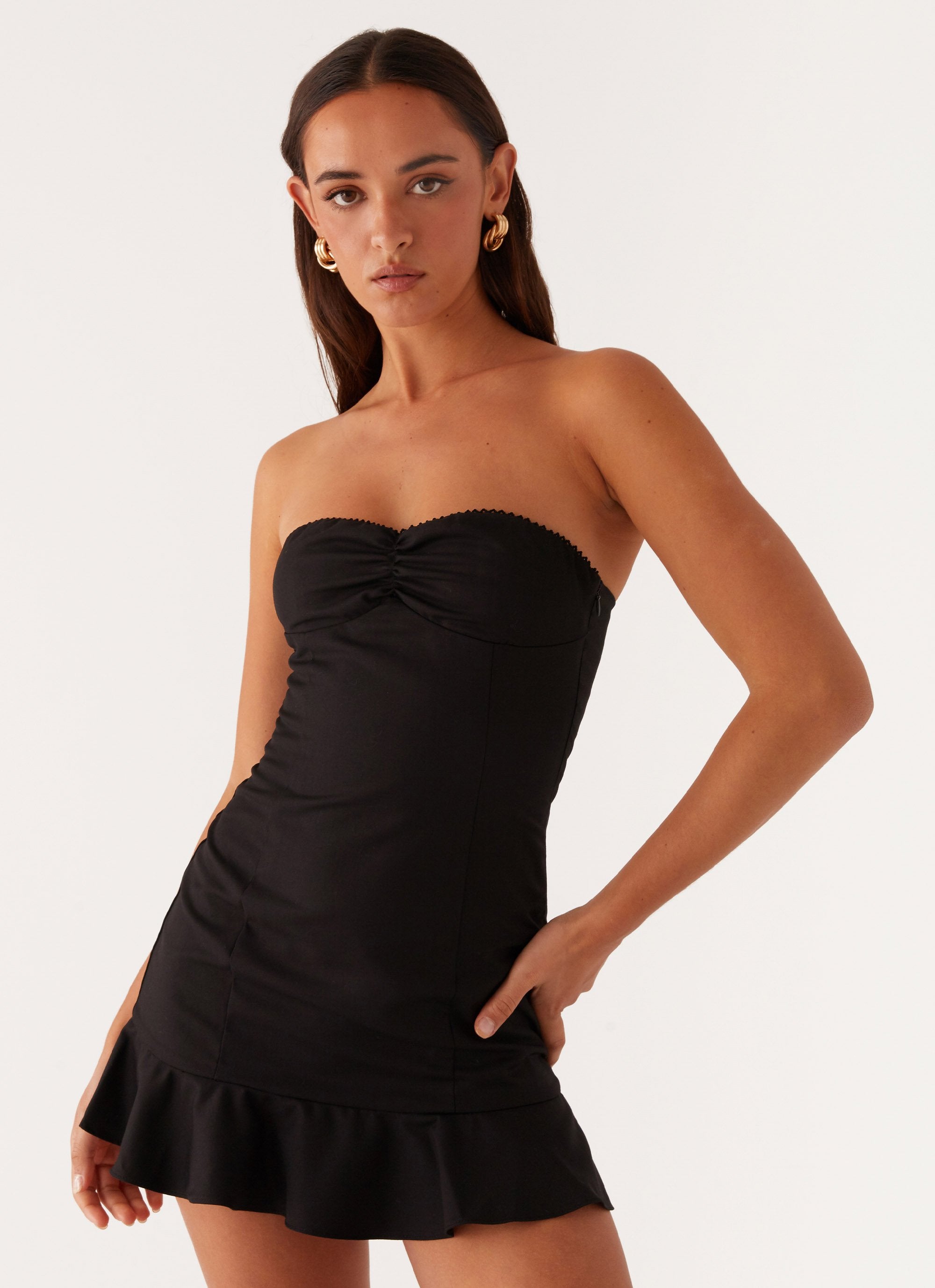 Delmi Bustier Mini Dress - Black-Sunny Prom. All rights reserved.