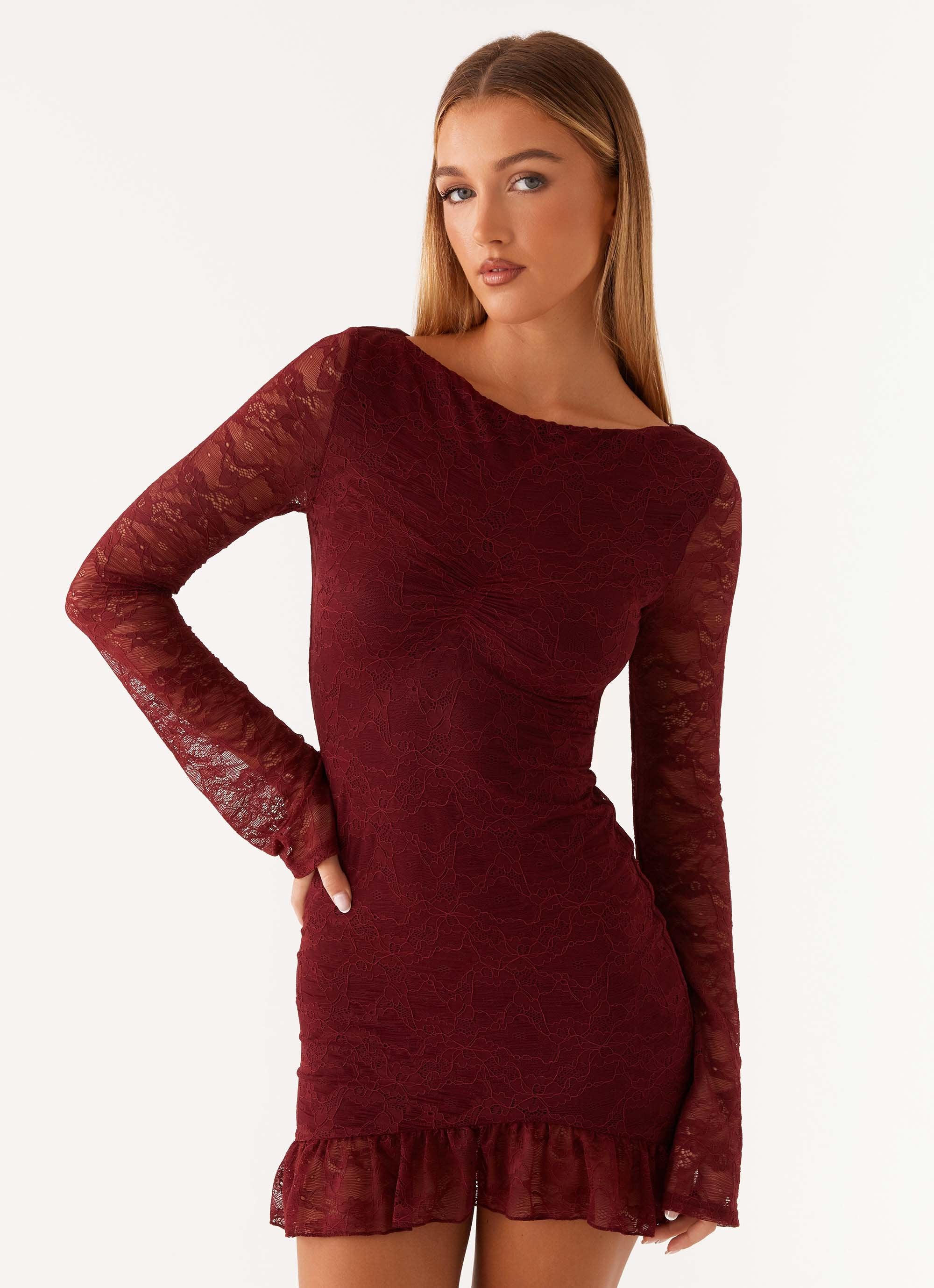Dion Lace Mini Dress - Mulberry-Sunny Prom. All rights reserved.