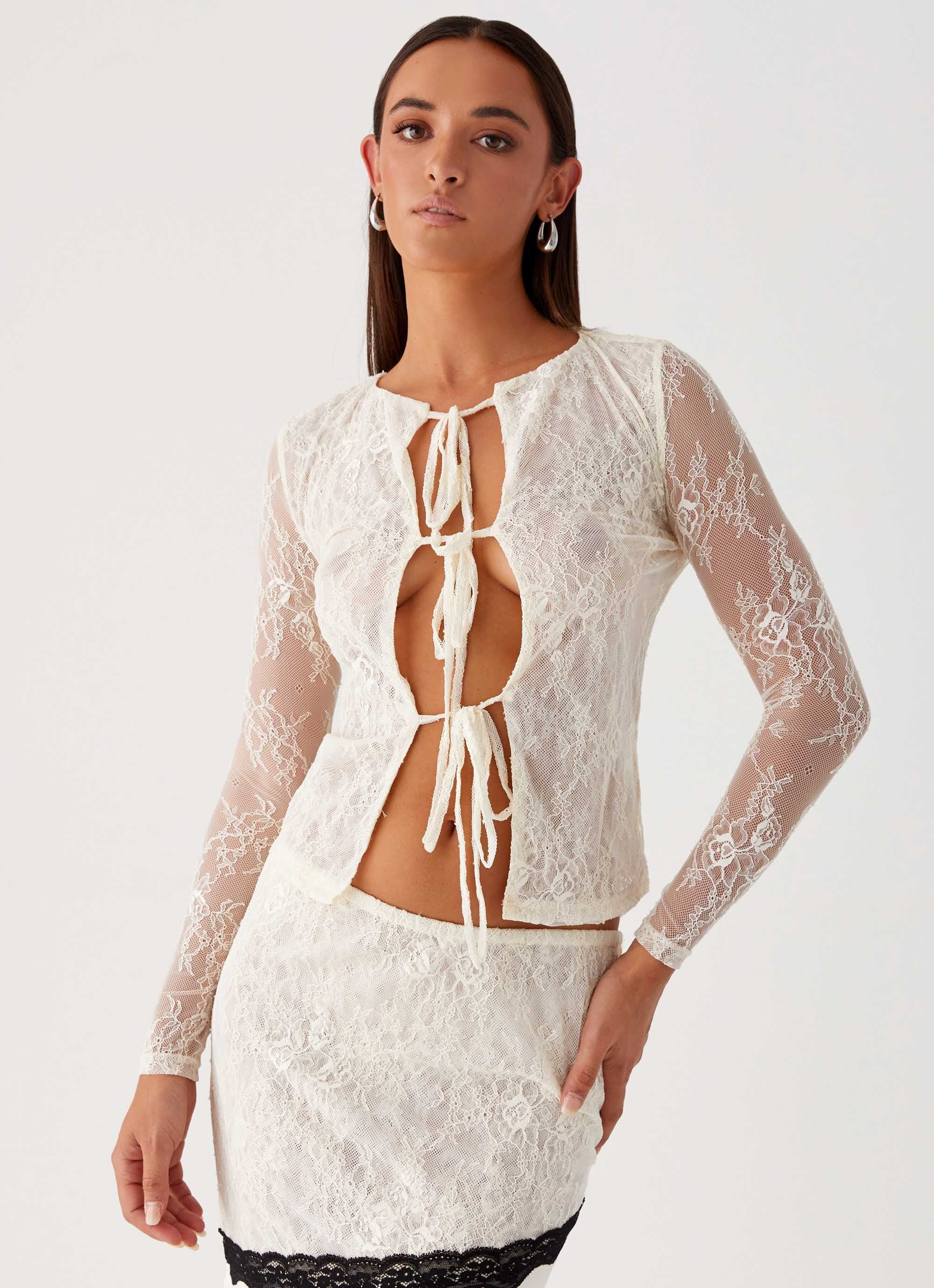 Duet Long Sleeve Top - Ivory-Sunny Prom. All rights reserved.
