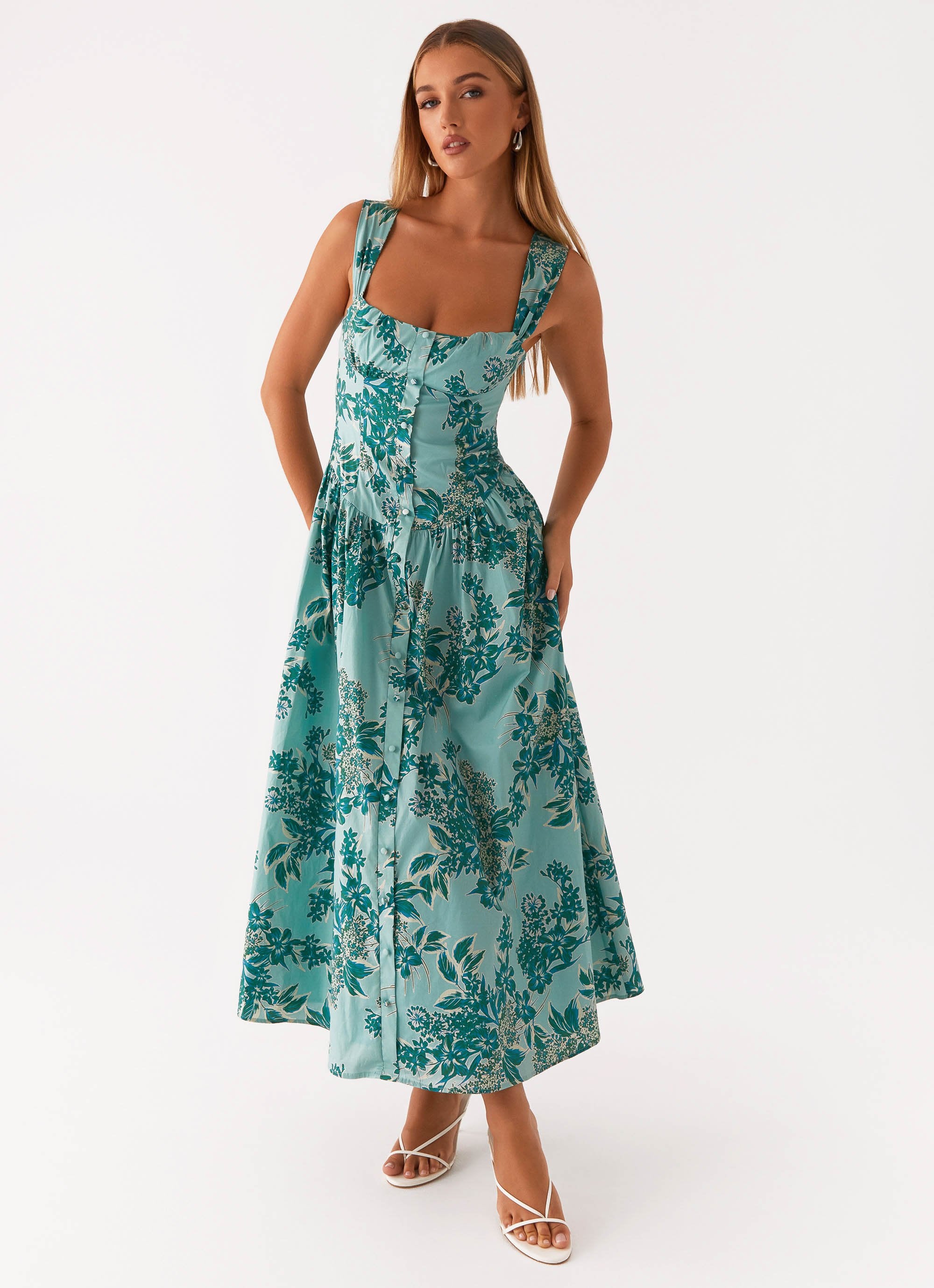 Emmalina Midi Dress - Cloud Nine Floral-Sunny Prom. All rights reserved.