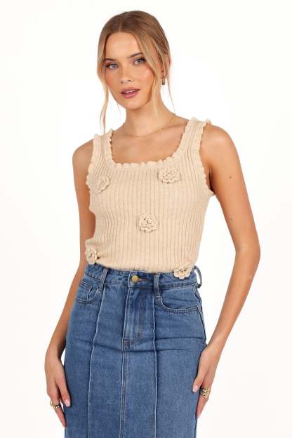 Erin Knit Top - Oatmeal-Sunny Prom