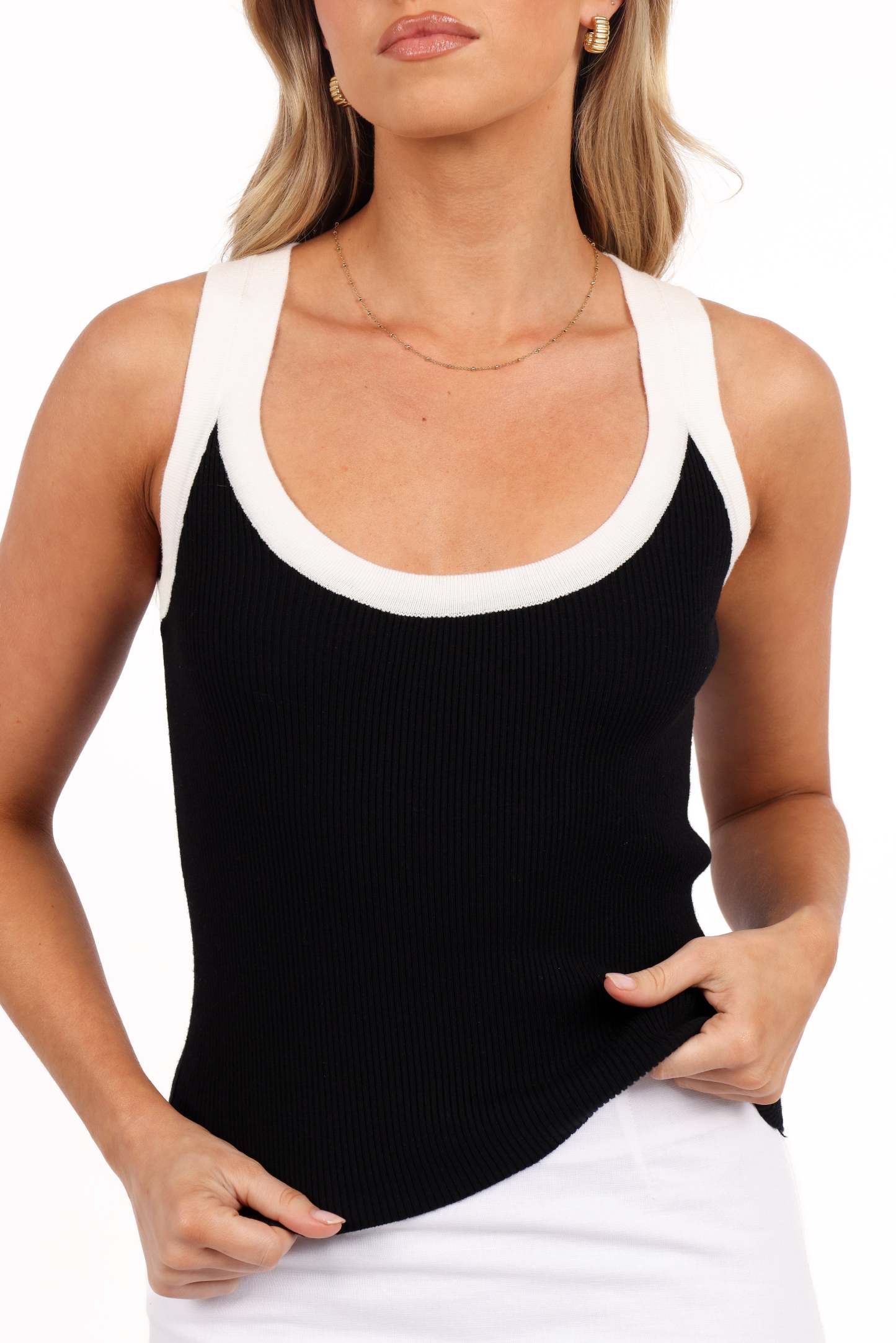 Esme Knit Tank - Black White-Sunny Prom