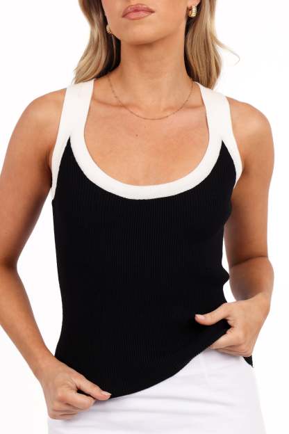 Esme Knit Tank - Black White-Sunny Prom