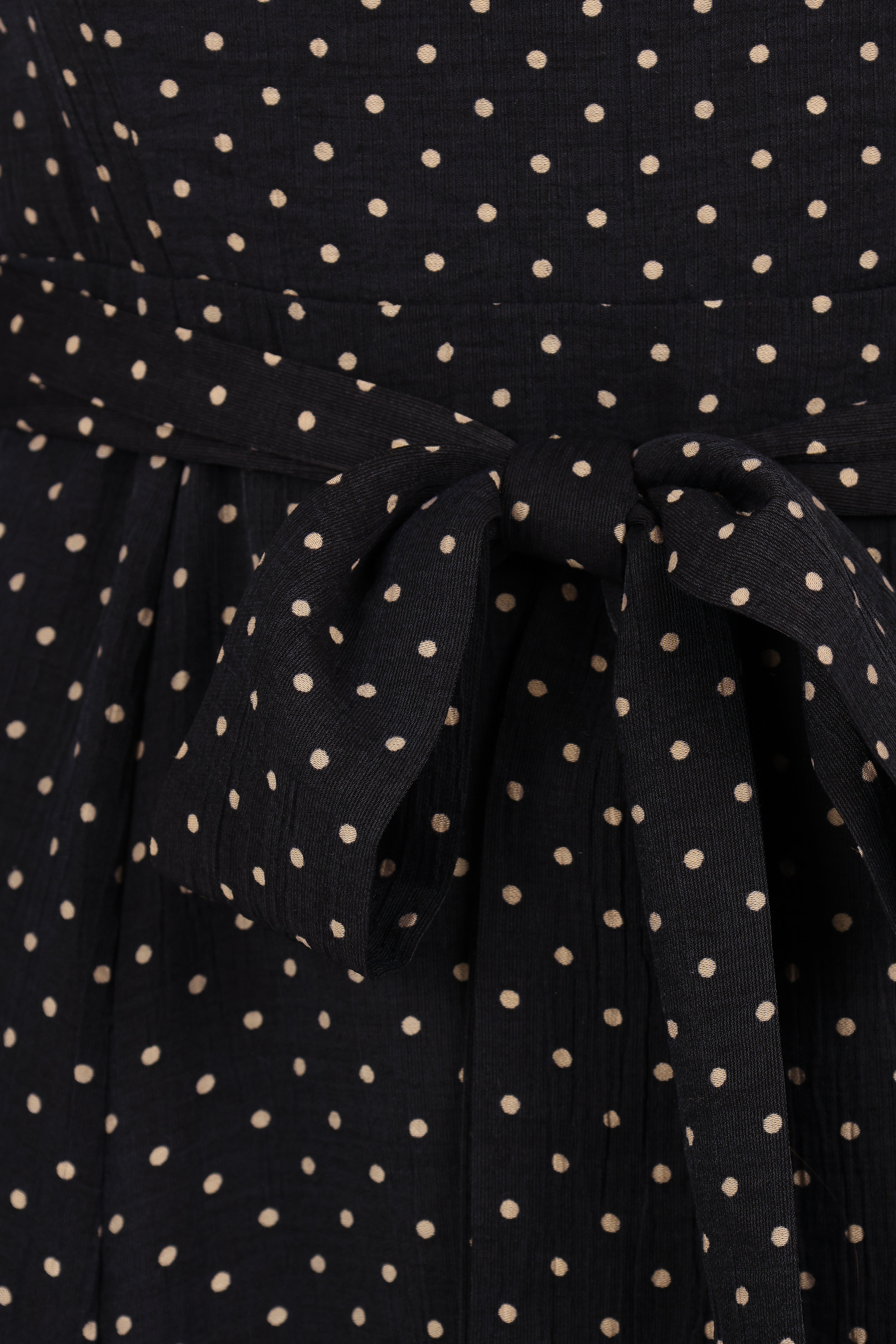 Ettie Long Sleeve Midi Dress - Black Polka Dot-Sunny Prom