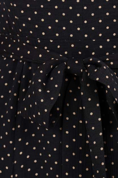 Ettie Long Sleeve Midi Dress - Black Polka Dot-Sunny Prom