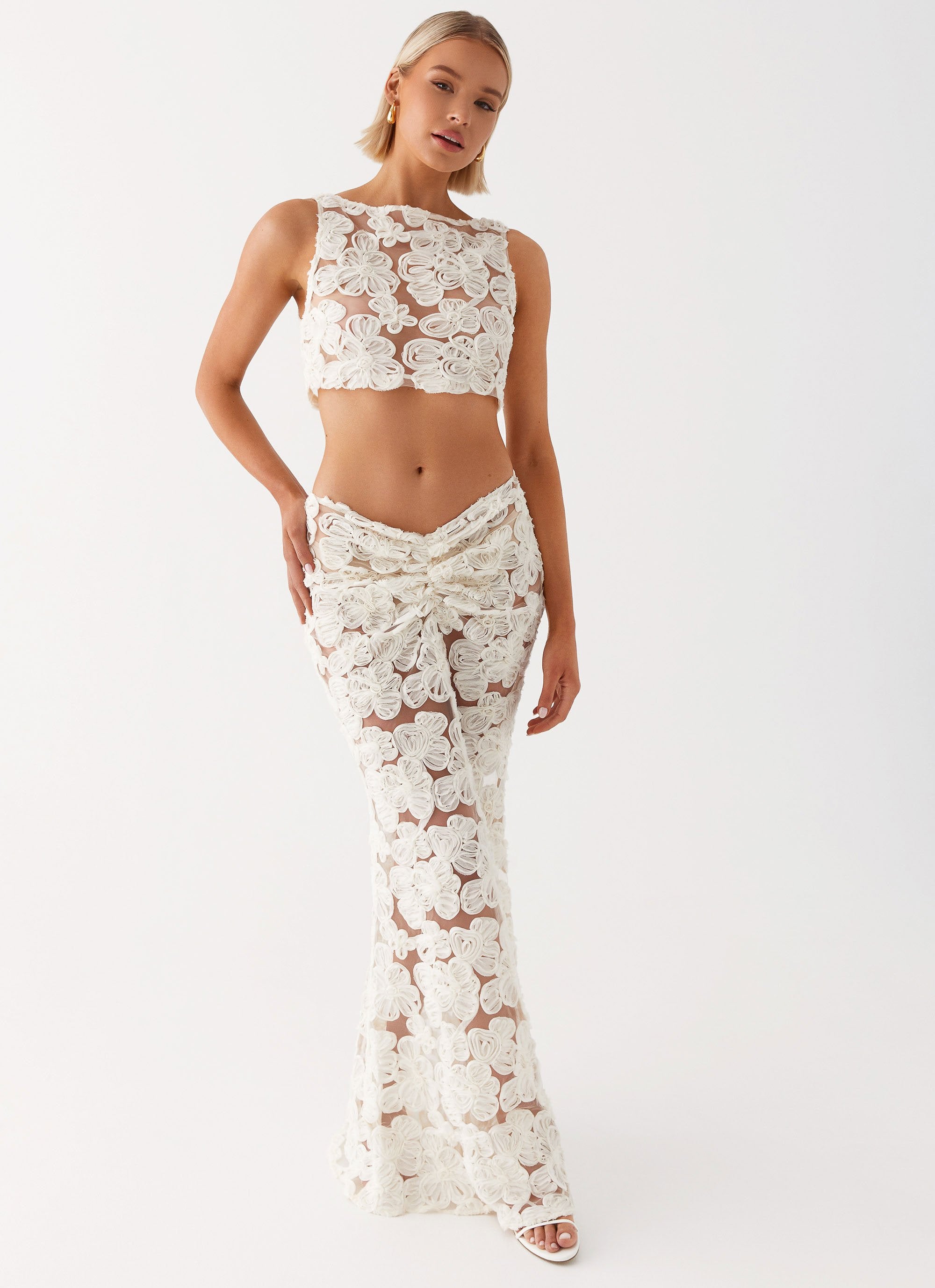 Fiorella Floret Maxi Skirt - Ivory-Sunny Prom. All rights reserved.
