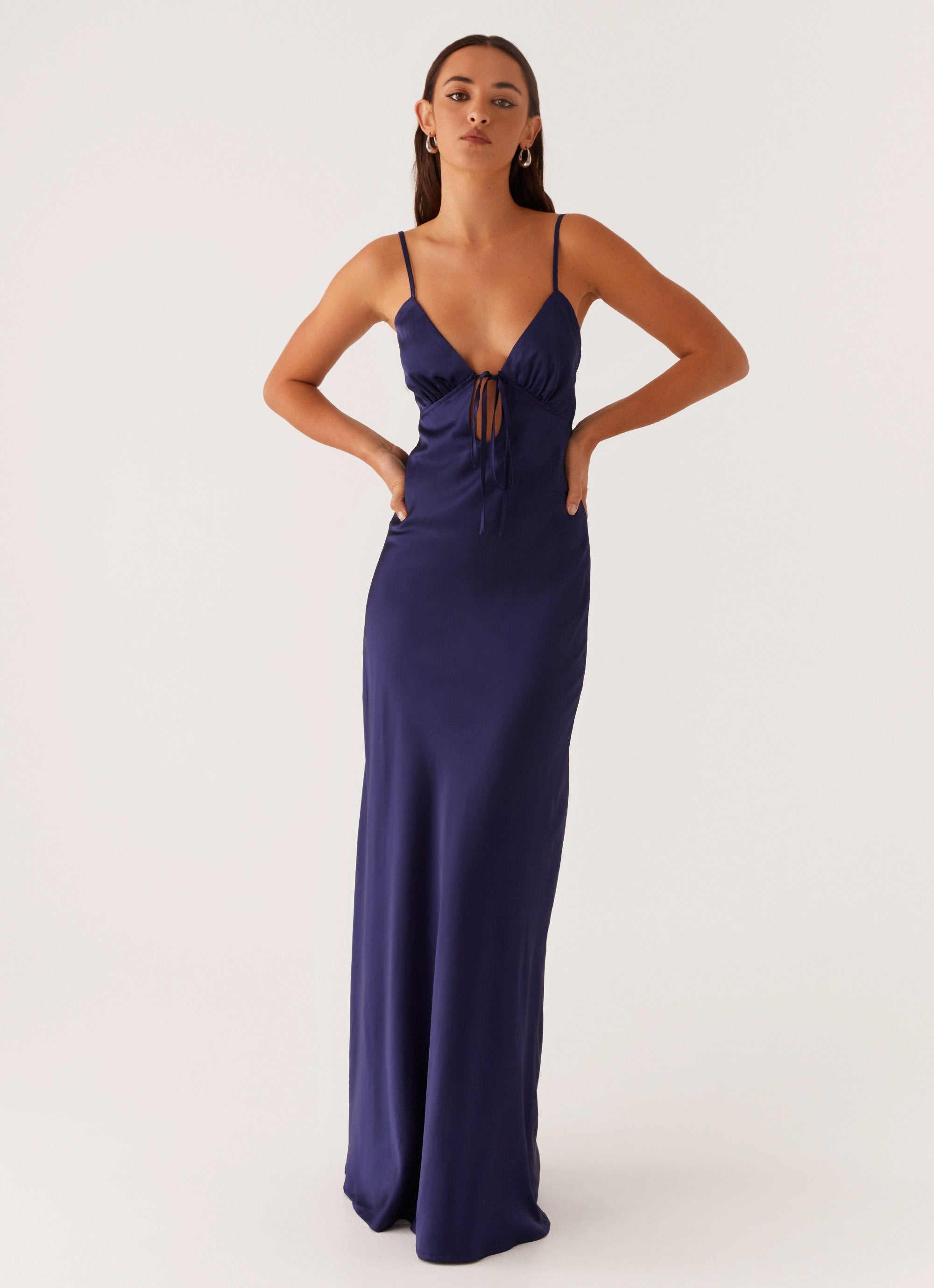 Flora Satin Maxi Dress - Navy-Sunny Prom. All rights reserved.
