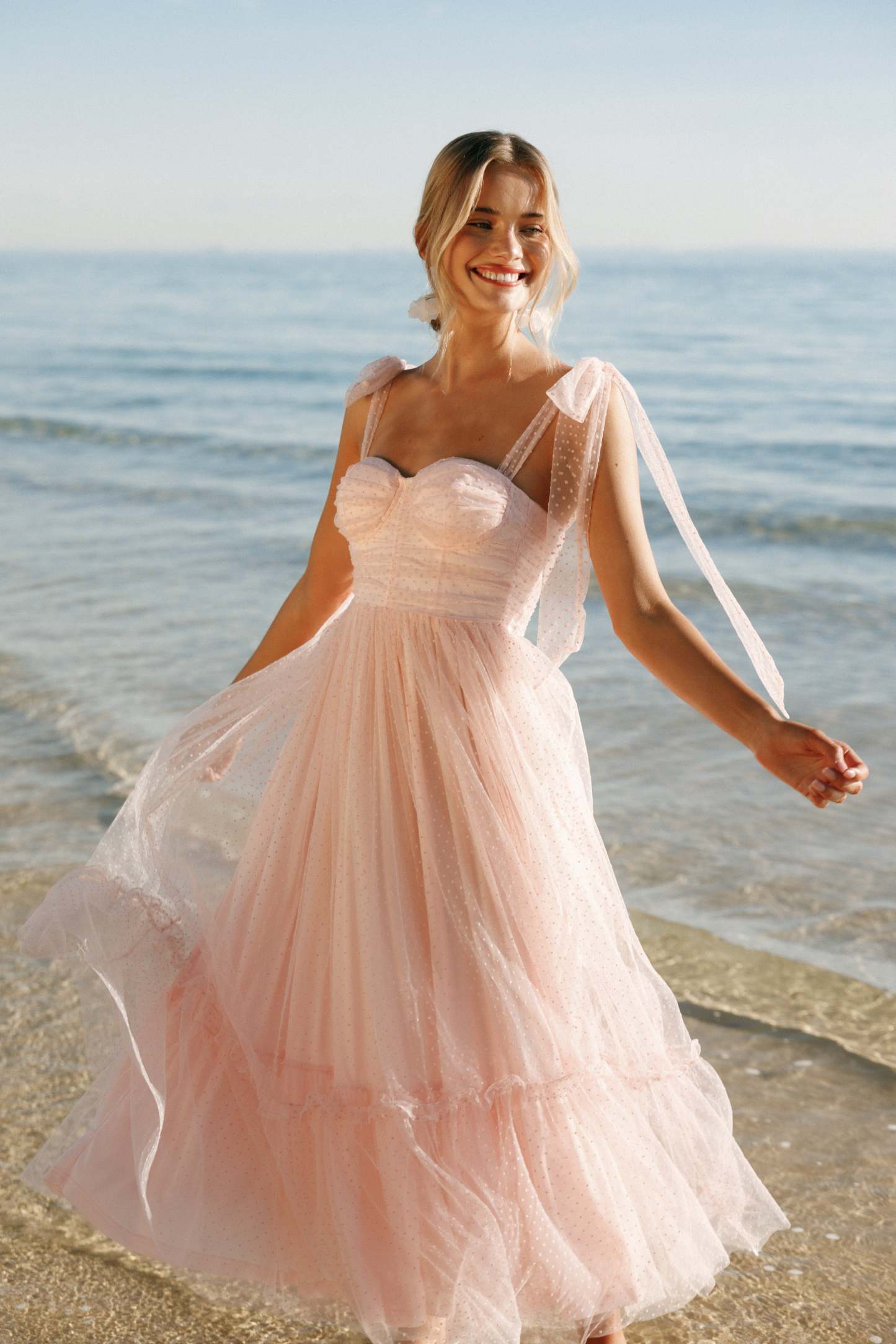Floret Midi Dress - Petal Pink-Sunny Prom