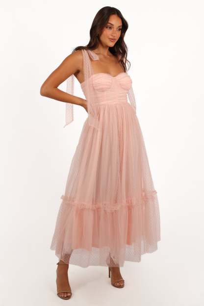 Floret Midi Dress - Petal Pink-Sunny Prom