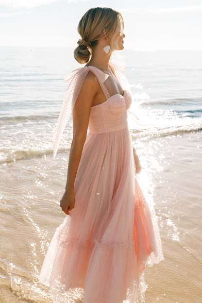 Floret Midi Dress - Petal Pink-Sunny Prom