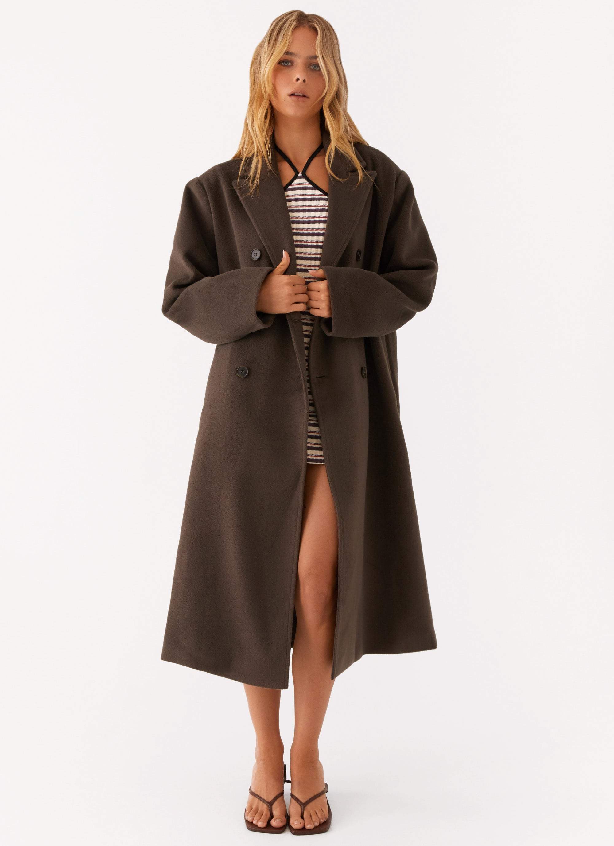 Gianni Double Breast Coat - Chocolate-Sunny Prom. All rights reserved.
