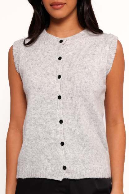 Grace Knit Vest - Grey-Sunny Prom
