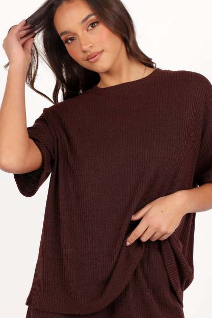 Granger Knit Short Set - Chocolate Brown-Sunny Prom