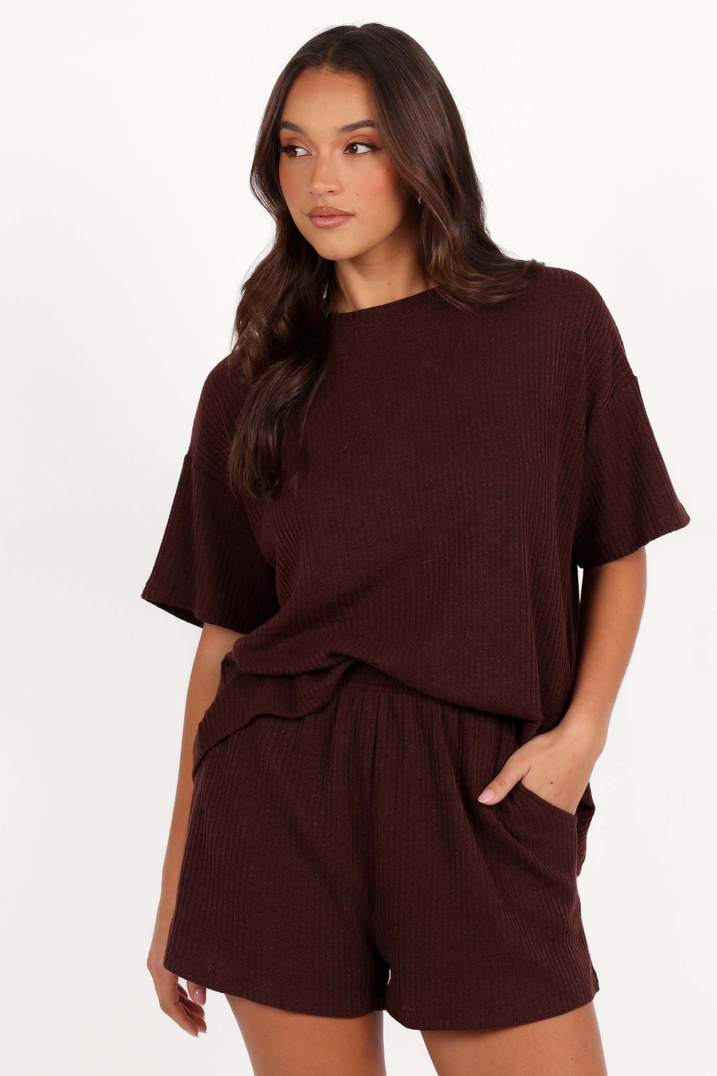 Granger Knit Short Set - Chocolate Brown-Sunny Prom