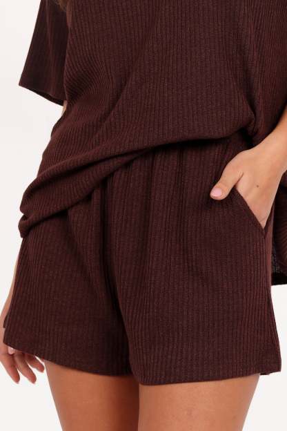 Granger Knit Short Set - Chocolate Brown-Sunny Prom