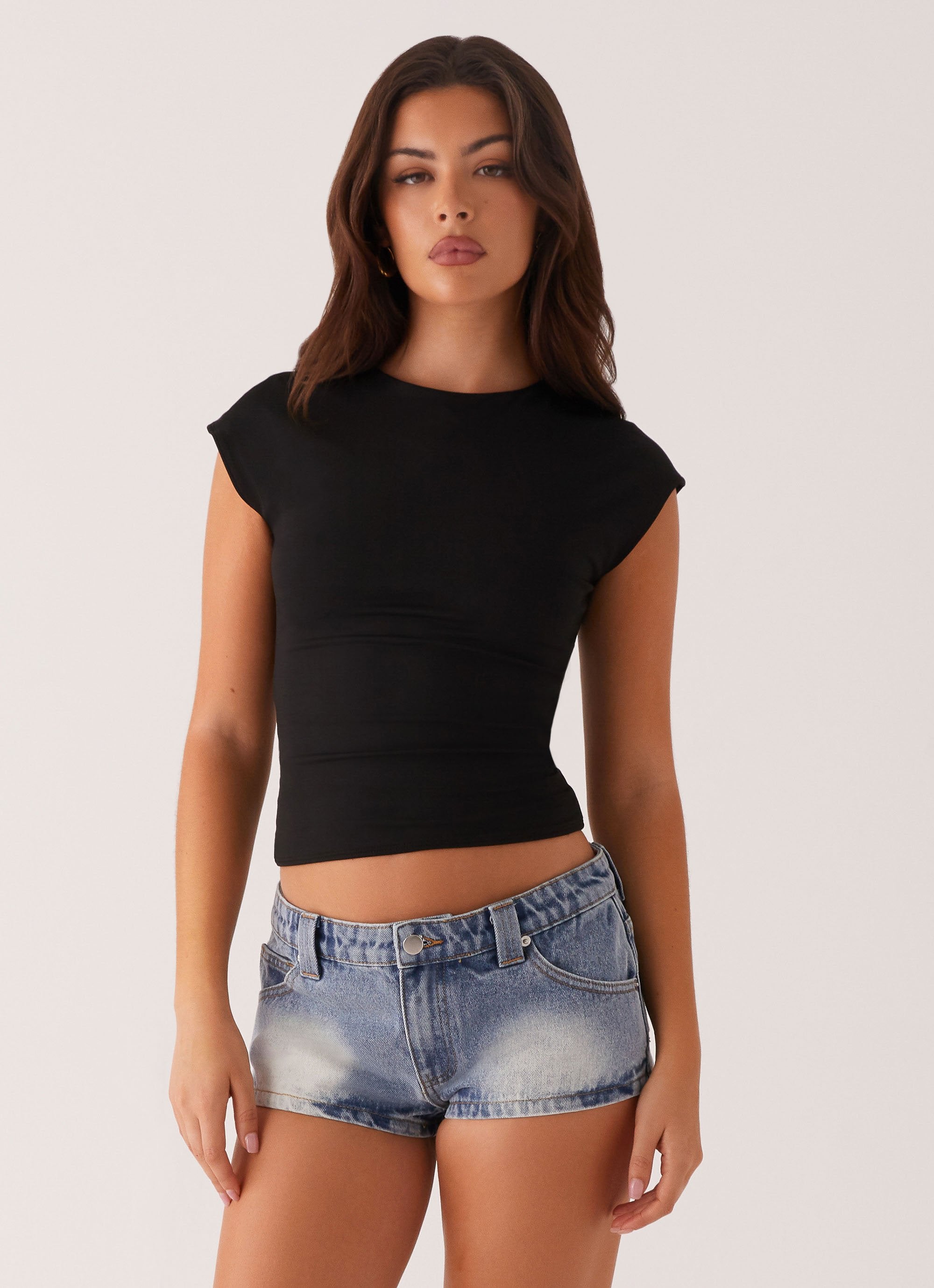 Headland Low Rise Denim Shorts - Light Wash Blue-Sunny Prom. All rights reserved.