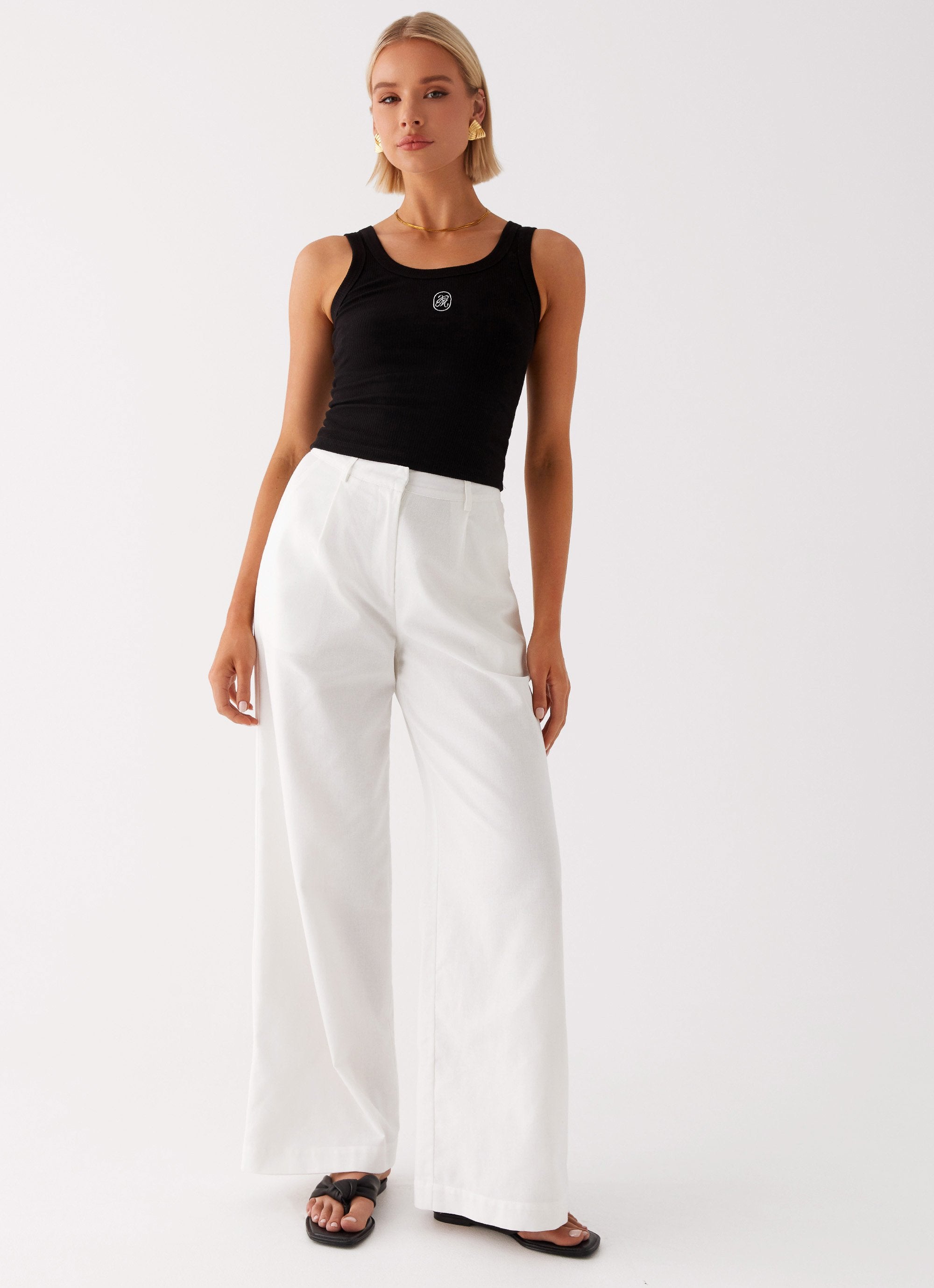 Heatwave Linen Wide Leg Pants - White-Sunny Prom. All rights reserved.