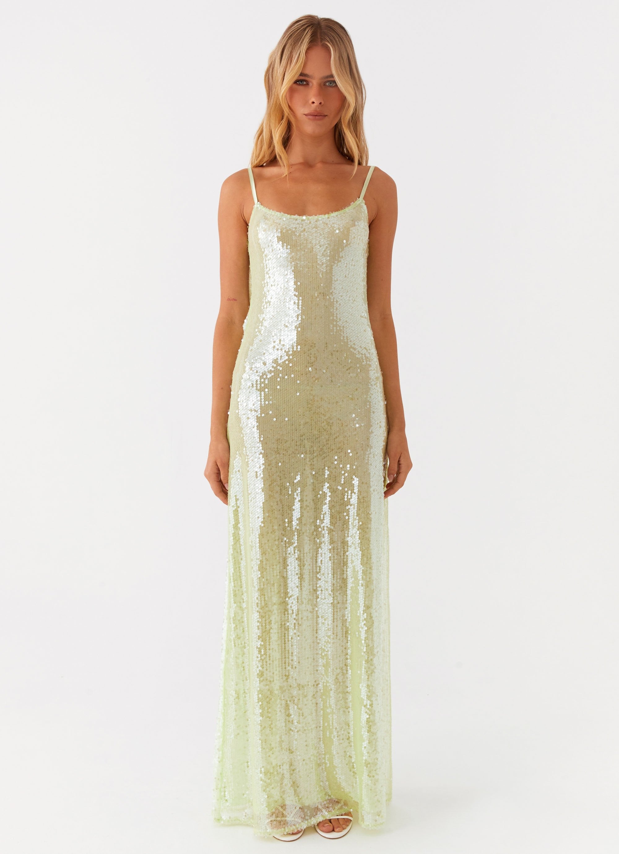 Higher Level Sequin Maxi Dress - Mint-Sunny Prom. All rights reserved.