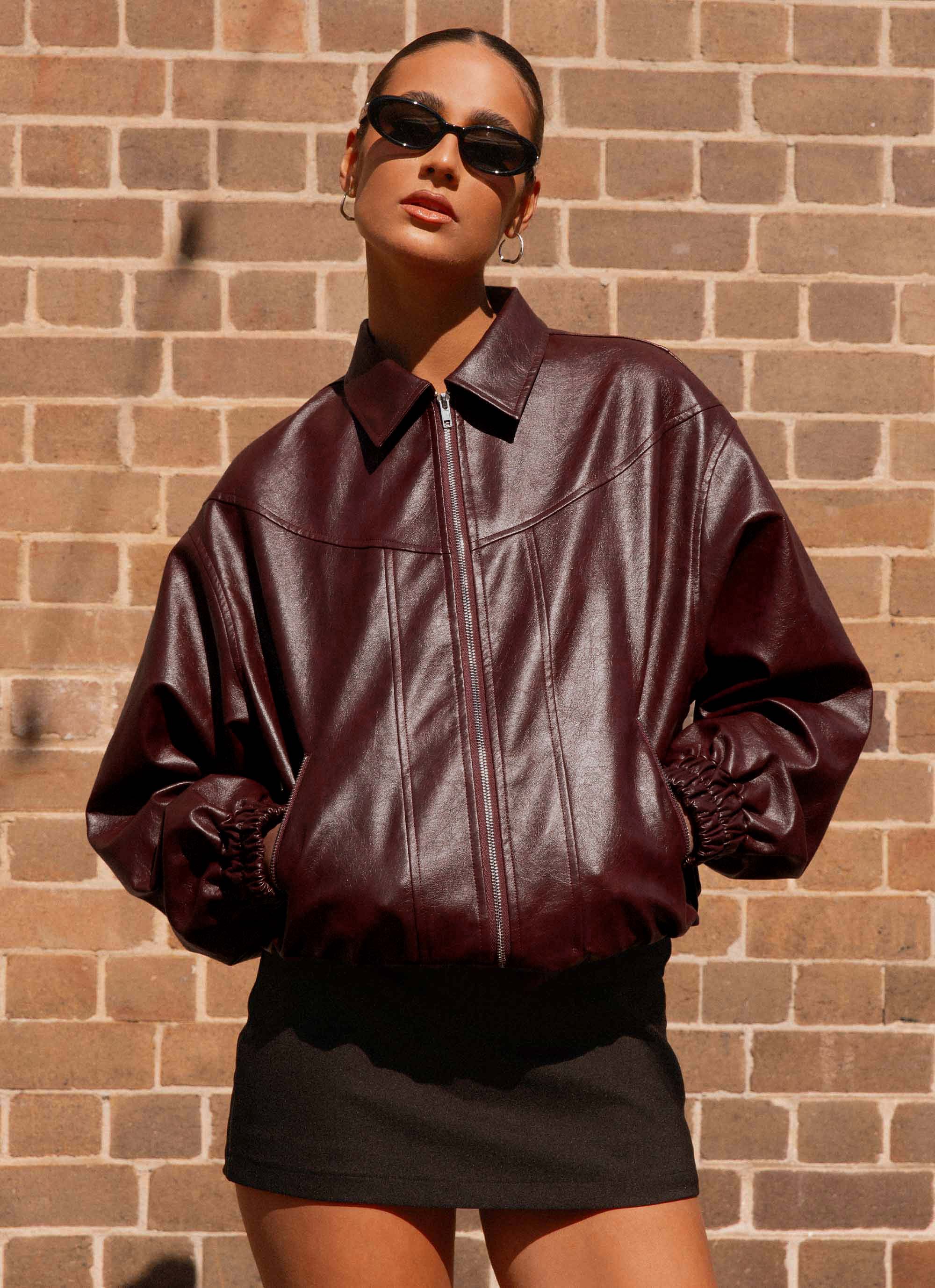 Holland Bomber Jacket - Wine-Sunny Prom. All rights reserved.