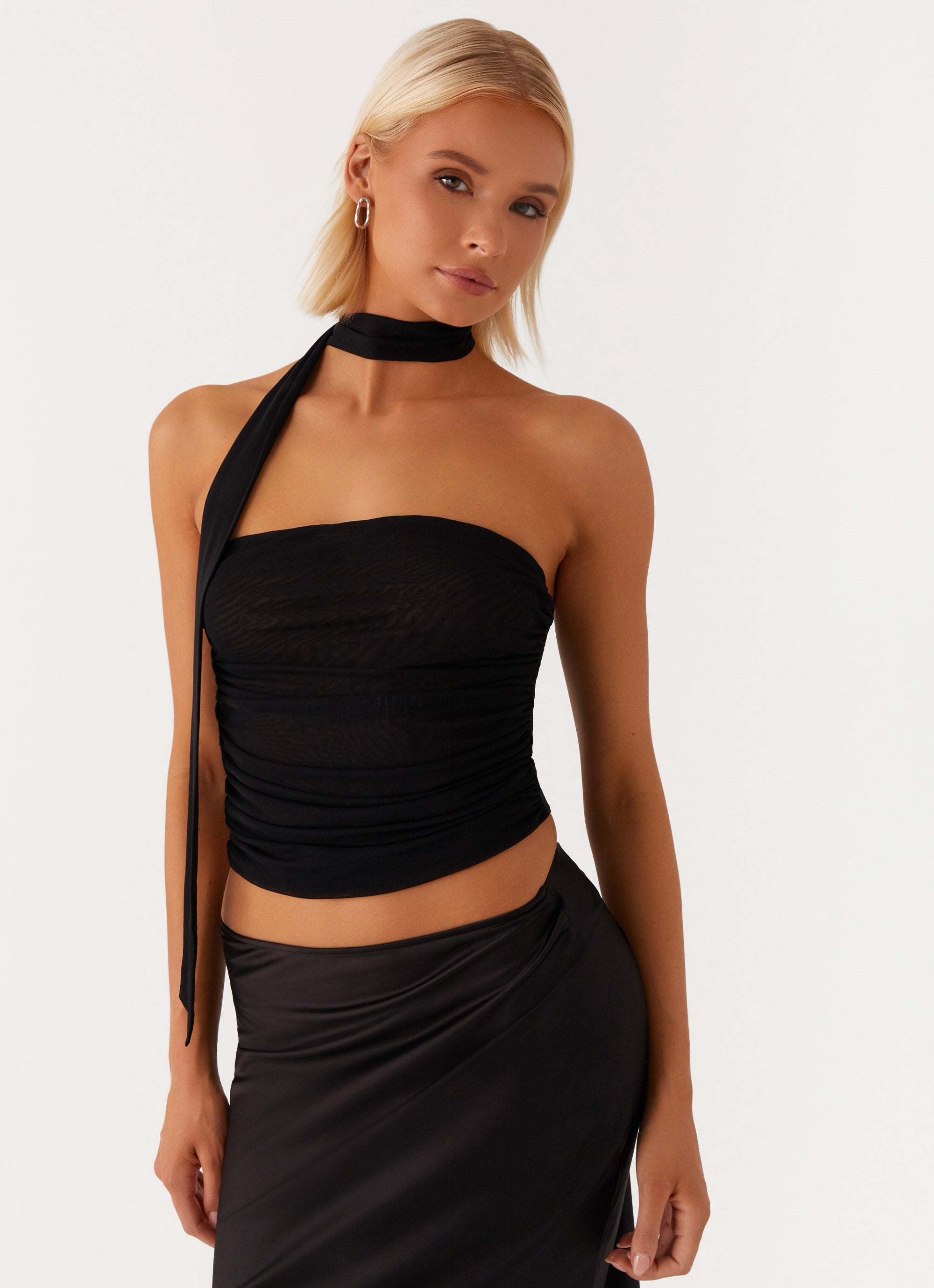 Hot Like Me Scarf Top - Black-Sunny Prom. All rights reserved.