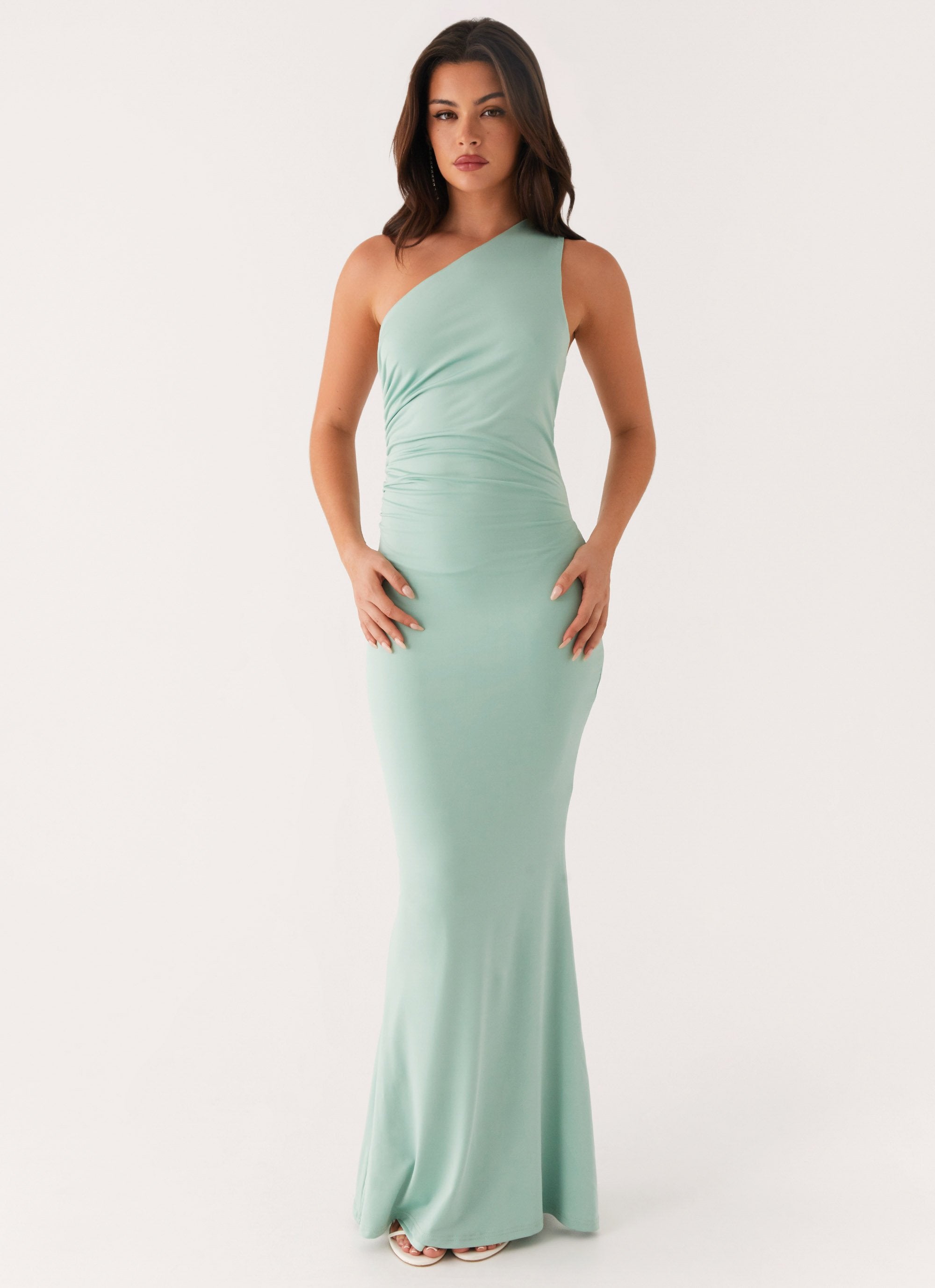 Imagine This One Shoulder Maxi Dress - Mint-Sunny Prom. All rights reserved.