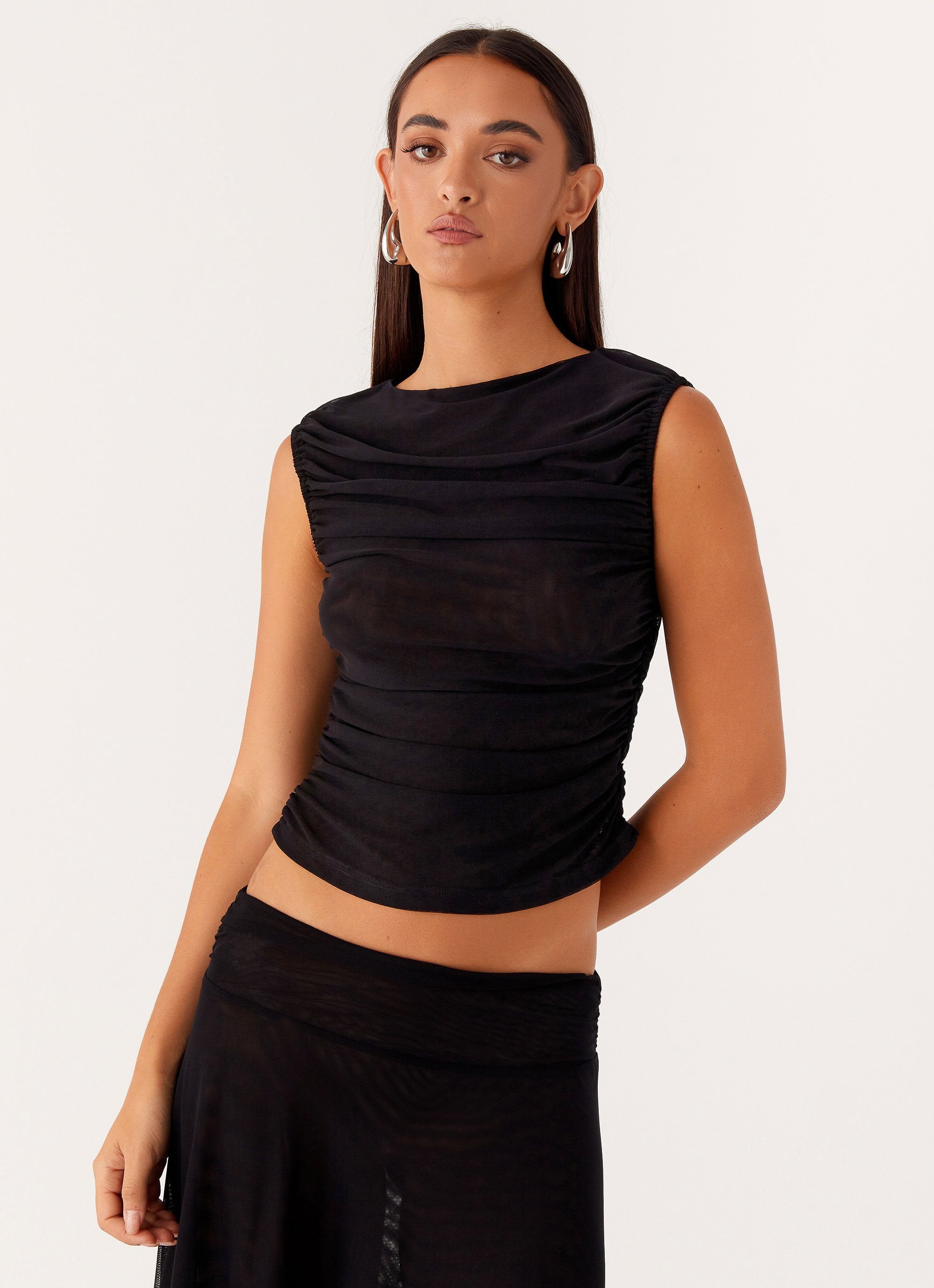 In The Atmosphere Mesh Top - Black-Sunny Prom. All rights reserved.