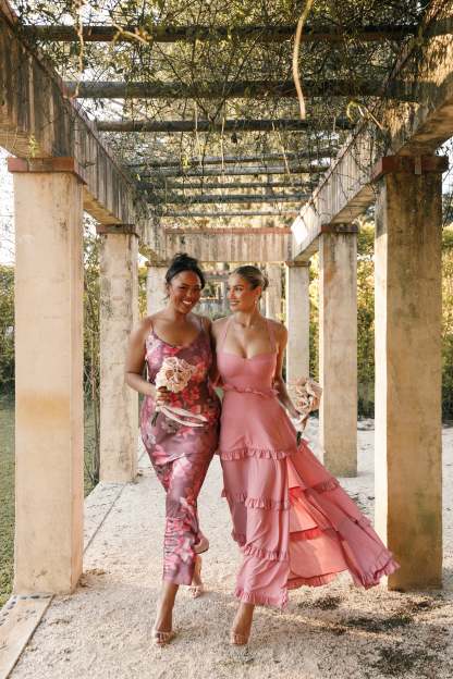 Jamie Maxi Slip Dress - Dark Rose Floral-Sunny Prom
