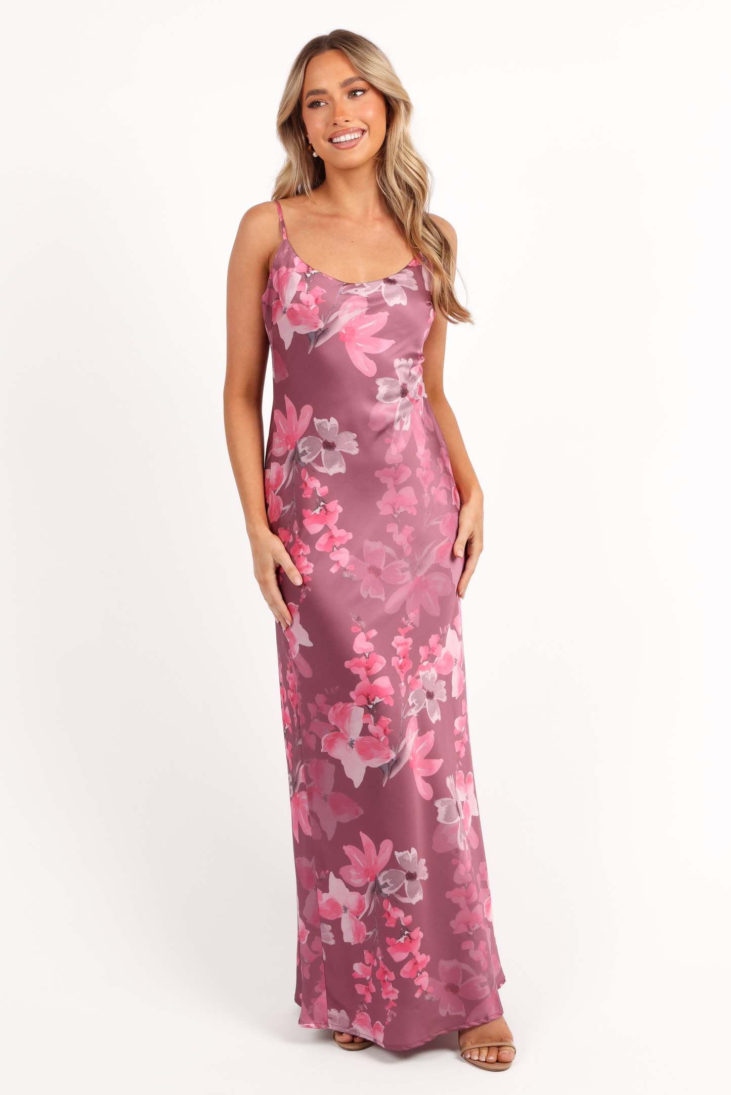 Jamie Maxi Slip Dress - Dark Rose Floral-Sunny Prom